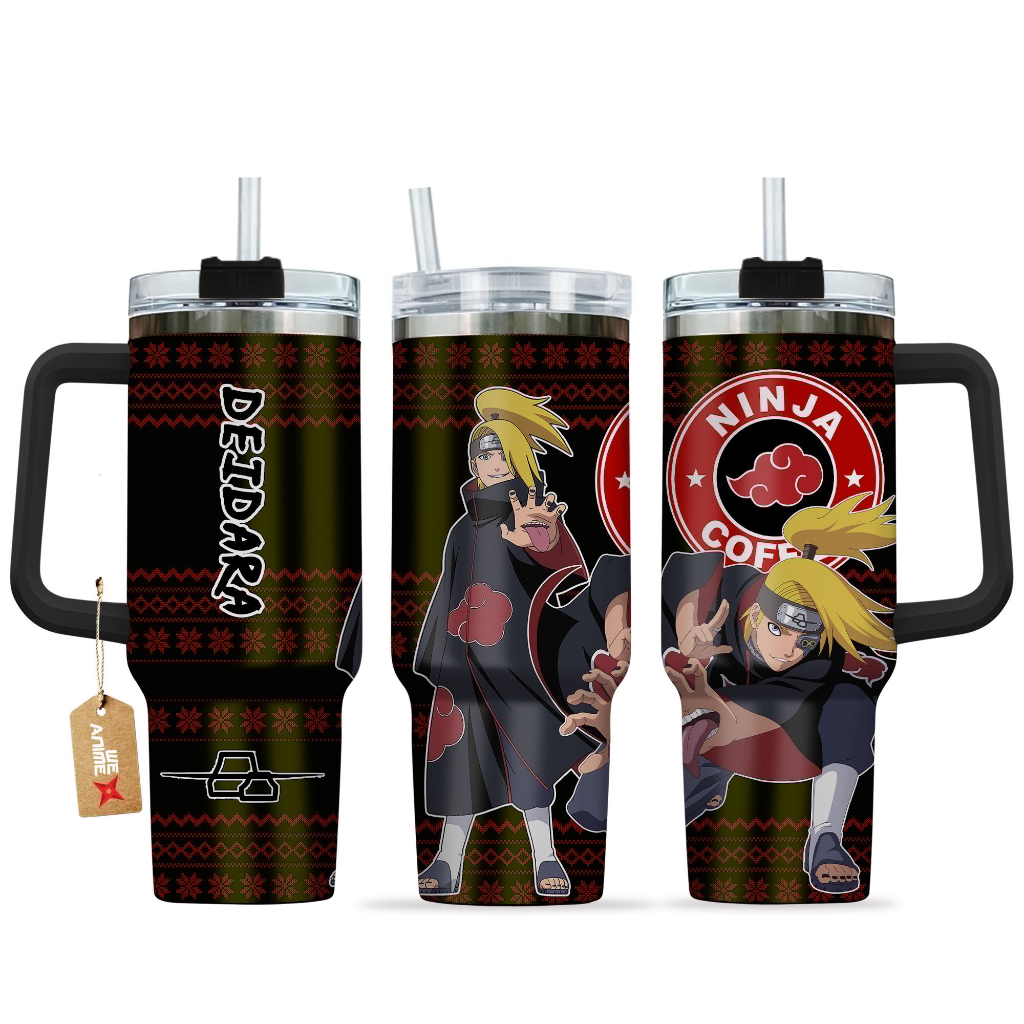 Hydratemerch Deidara Naruto Anime Custom Stanley Quencher 40oz Stainless Steel Tumbler With Handle