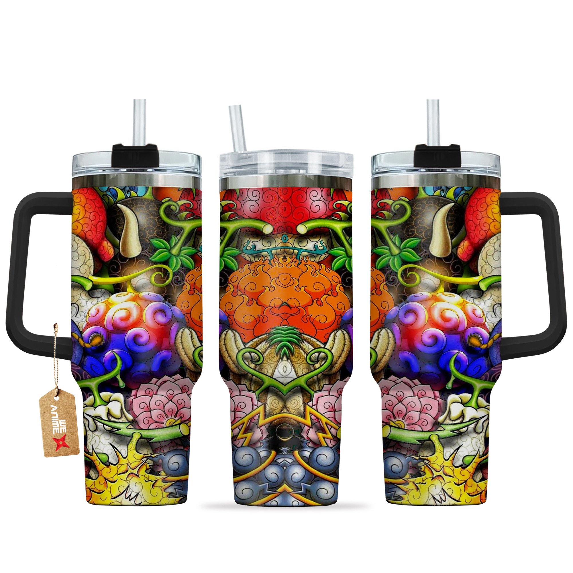 Hydratemerch Devil Fruits One Piece Anime Custom Stanley Quencher 40oz Stainless Steel Tumbler With Handle