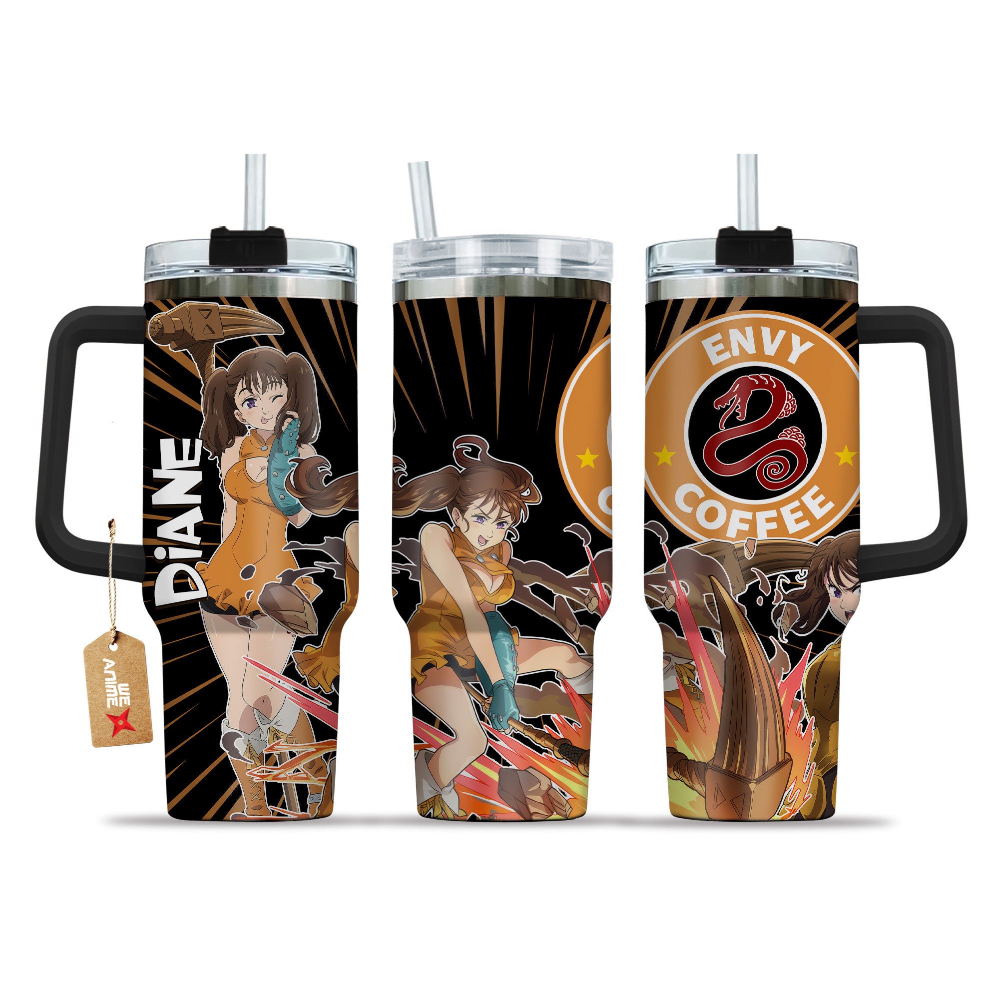 Hydratemerch Diane (Envy) Hunter x Hunter Anime Custom Stanley Quencher 40oz Stainless Steel Tumbler With Handle