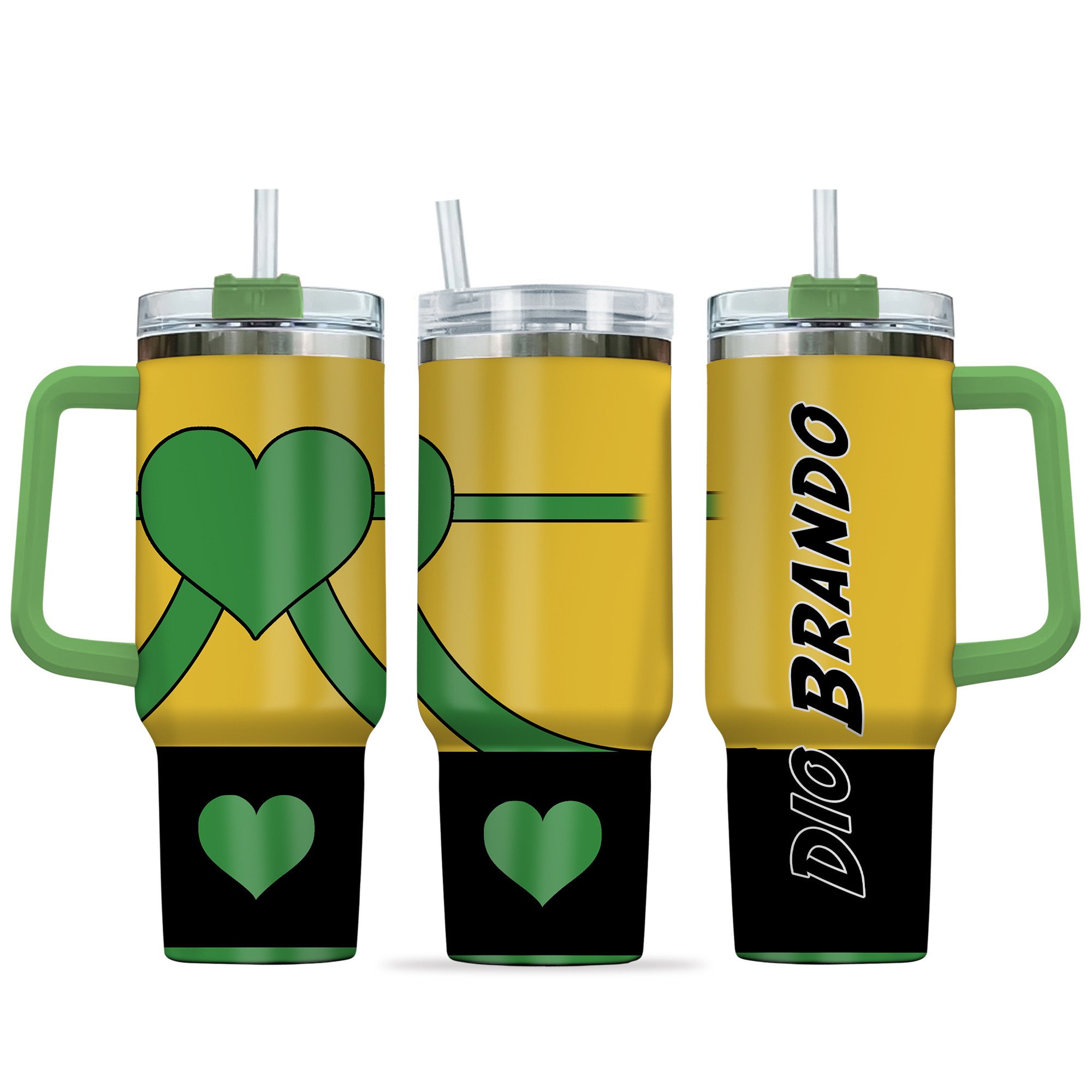 Hydratemerch Dio Brando JoJo's Bizarre Anime Custom Stanley Quencher 40oz Stainless Steel Tumbler With Handle