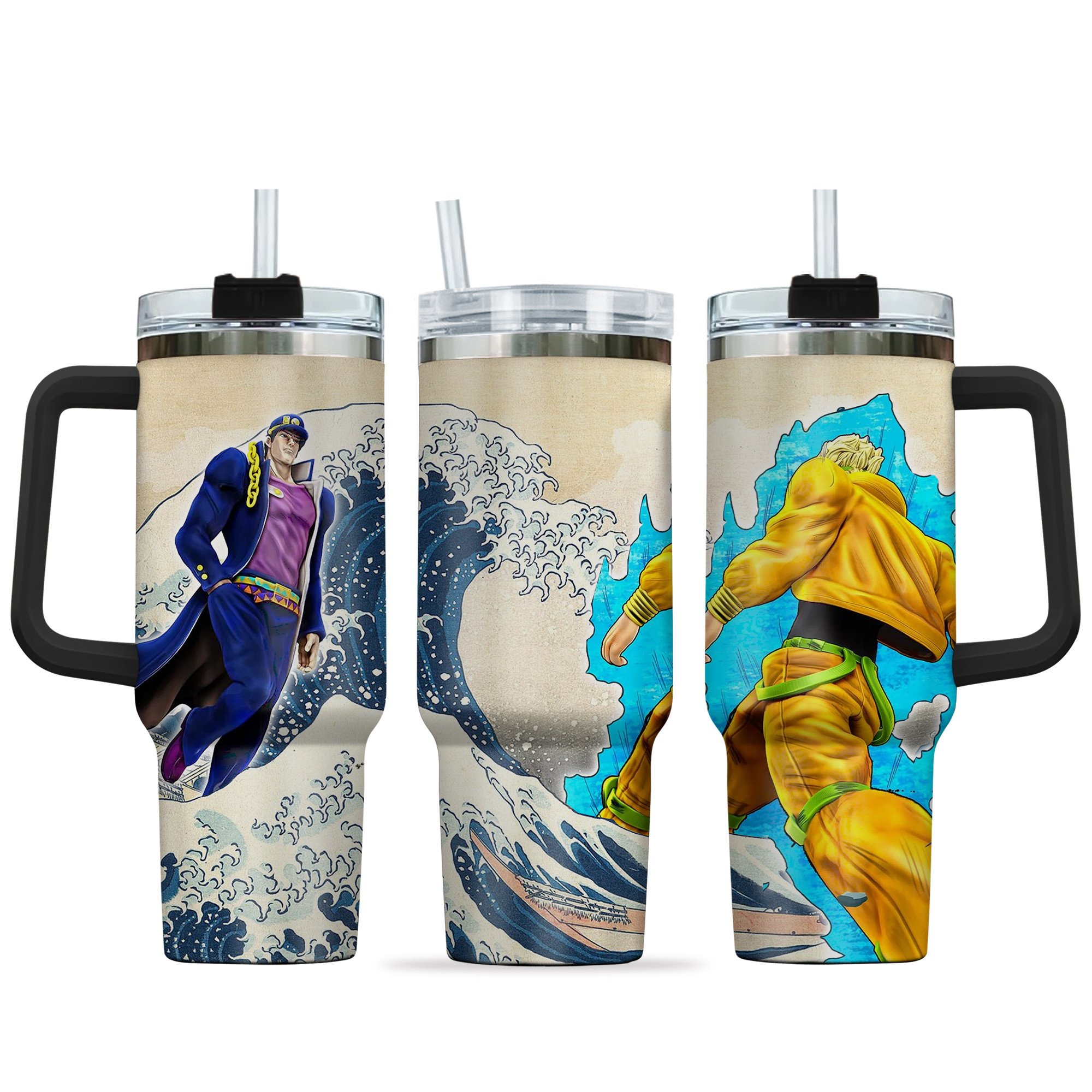 Hydratemerch Dio x Jojo Anime Custom Stanley Quencher 40oz Stainless Steel Tumbler With Handle