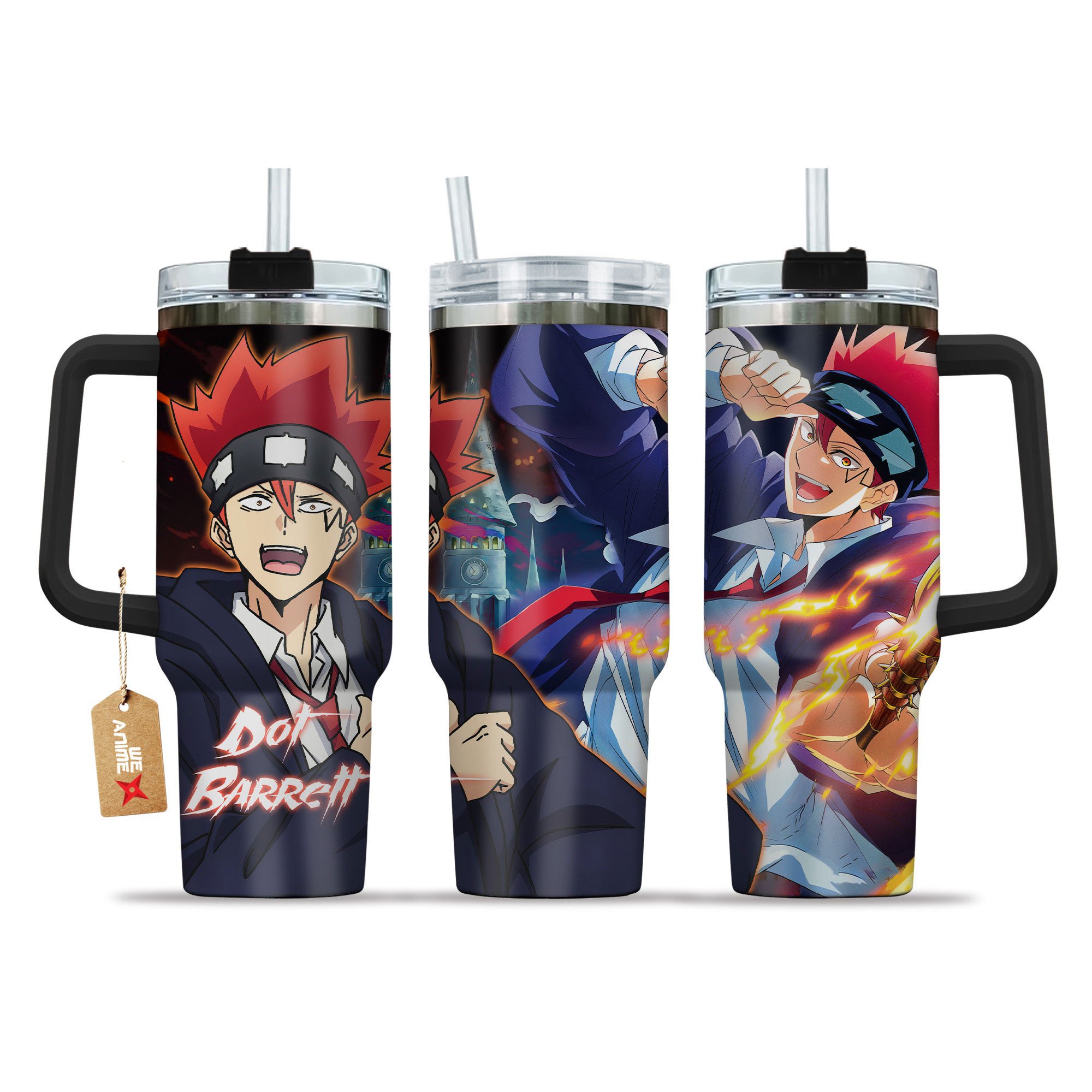 Hydratemerch Dot Barrett Mashle Anime Custom Stanley Quencher 40oz Stainless Steel Tumbler With Handle