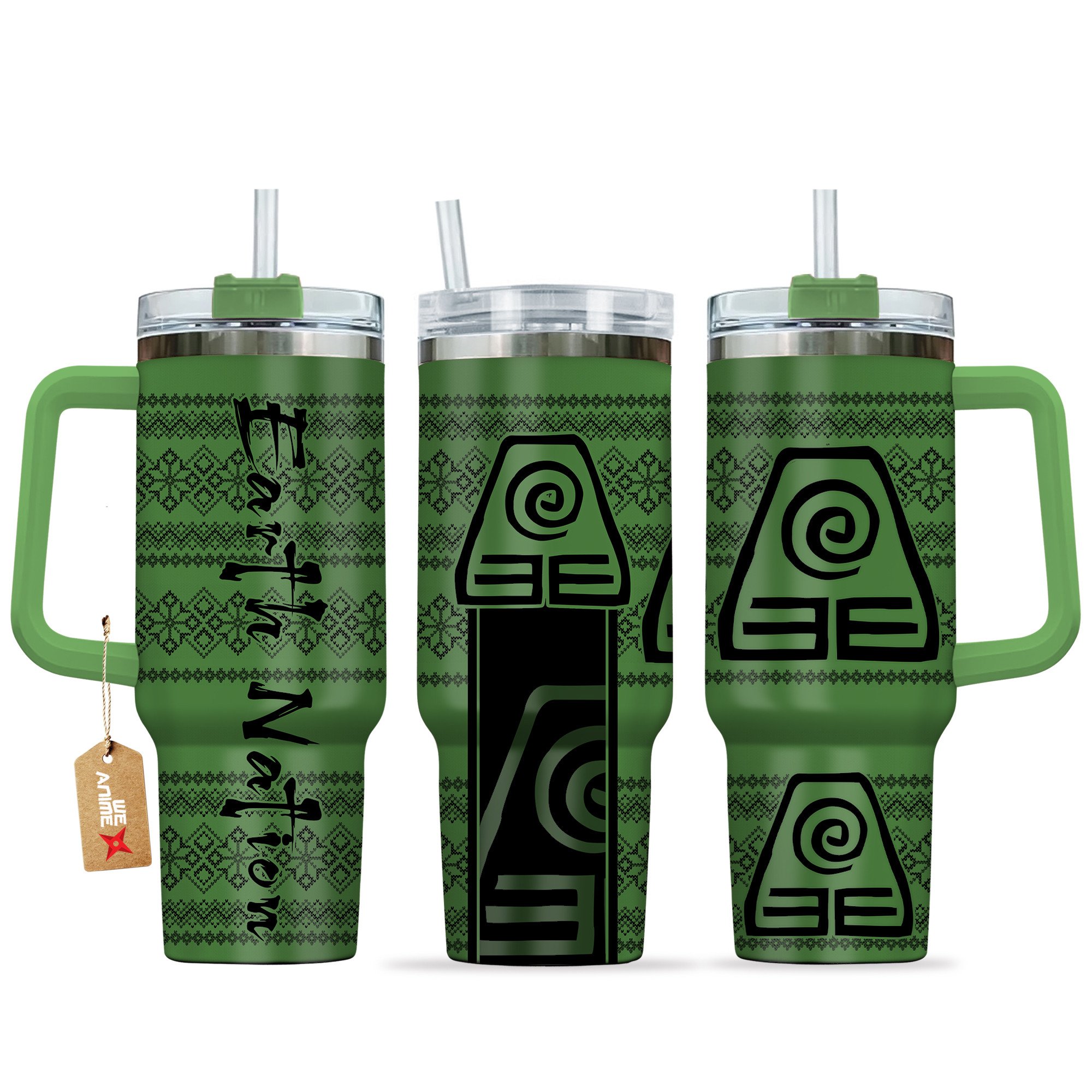 Hydratemerch Earth Nation Avatar Anime Custom Stanley Quencher 40oz Stainless Steel Tumbler With Handle