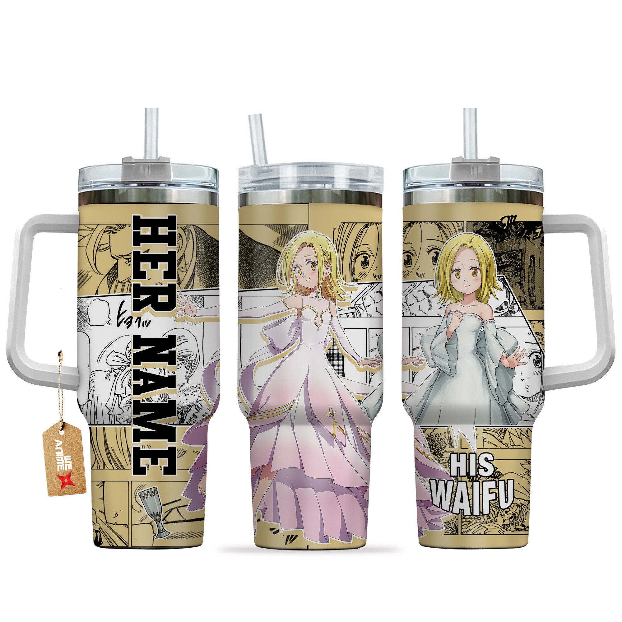 Hydratemerch Elaine The Seven Deadly Sins Anime Valentine Custom Stanley Quencher 40oz Stainless Steel Tumbler With Handle