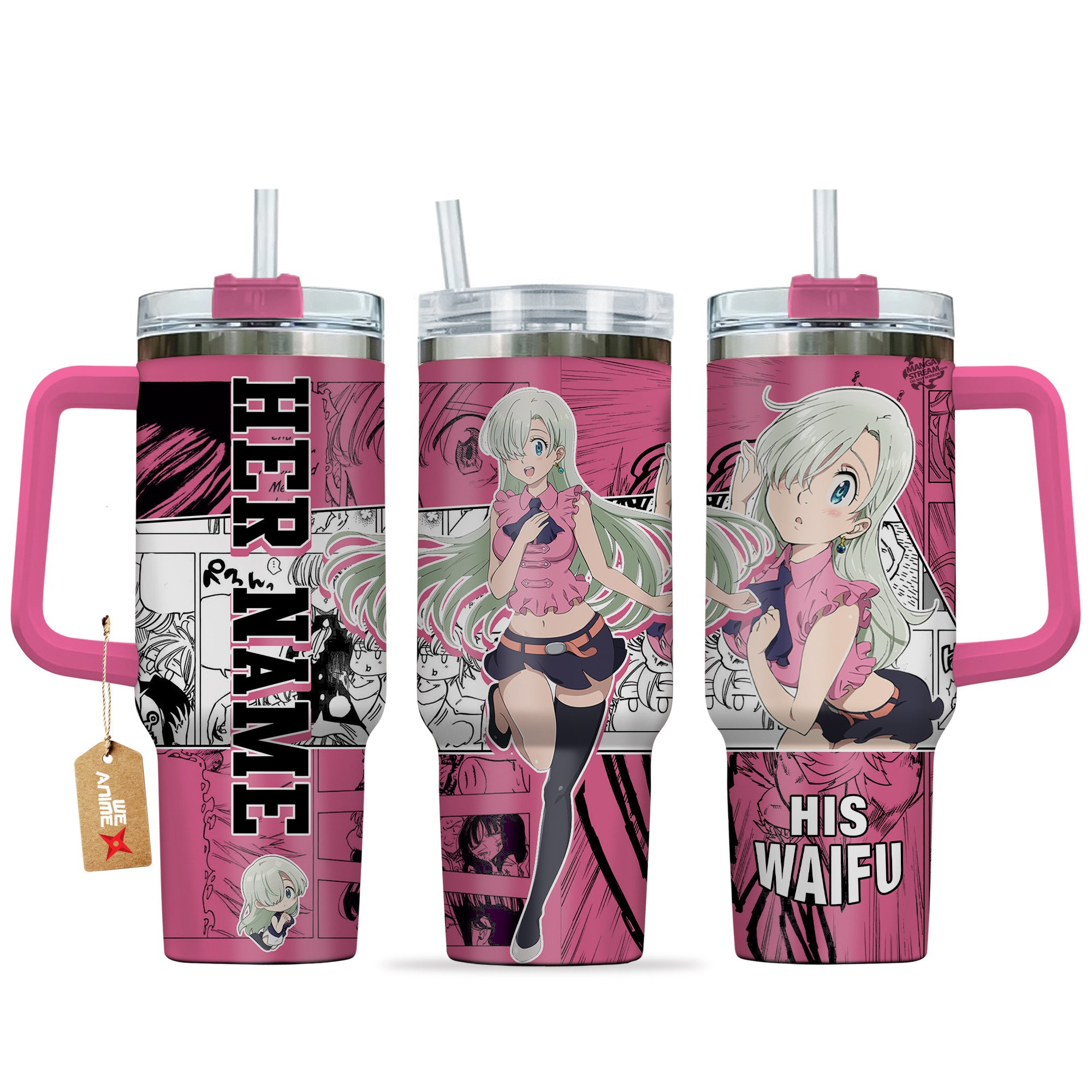 Hydratemerch Elizabeth Liones The Seven Deadly Sins Anime Valentine Custom Stanley Quencher 40oz Stainless Steel Tumbler With Handle