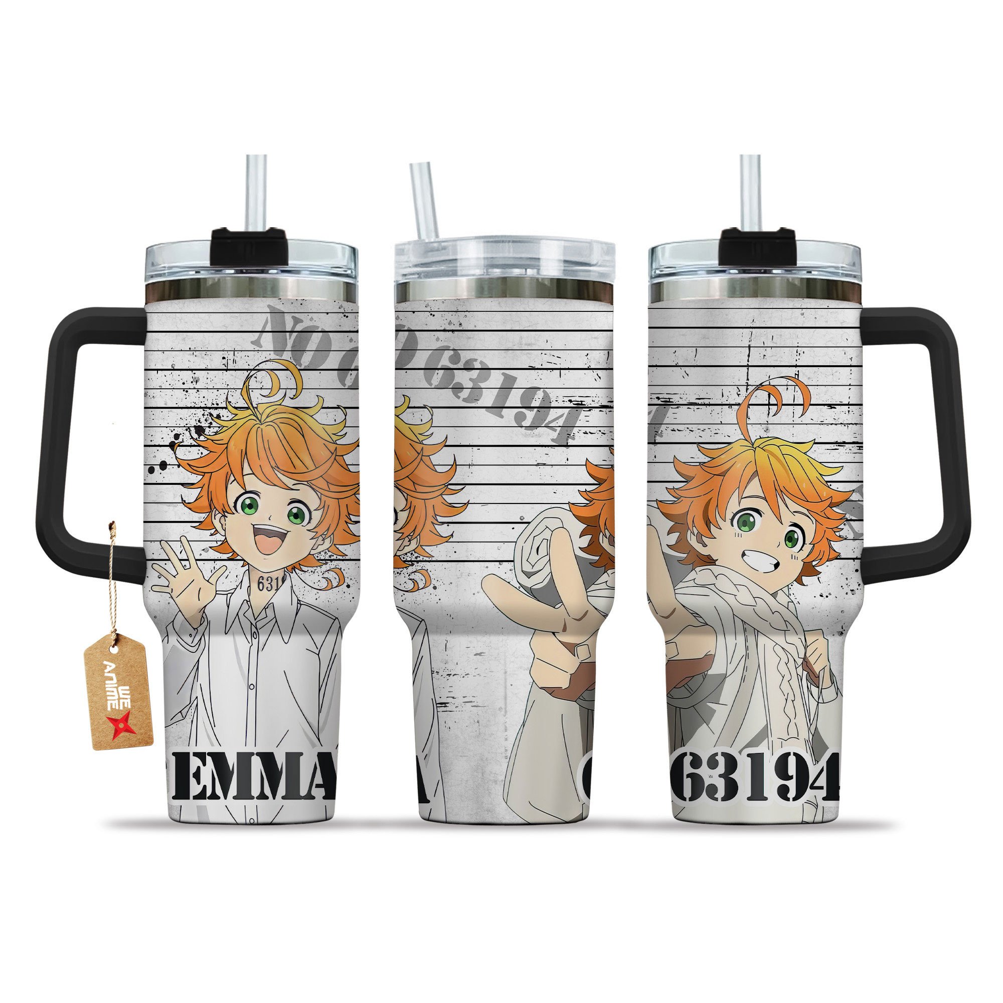 Hydratemerch Emma The Promised Neverland Anime Custom Stanley Quencher 40oz Stainless Steel Tumbler With Handle