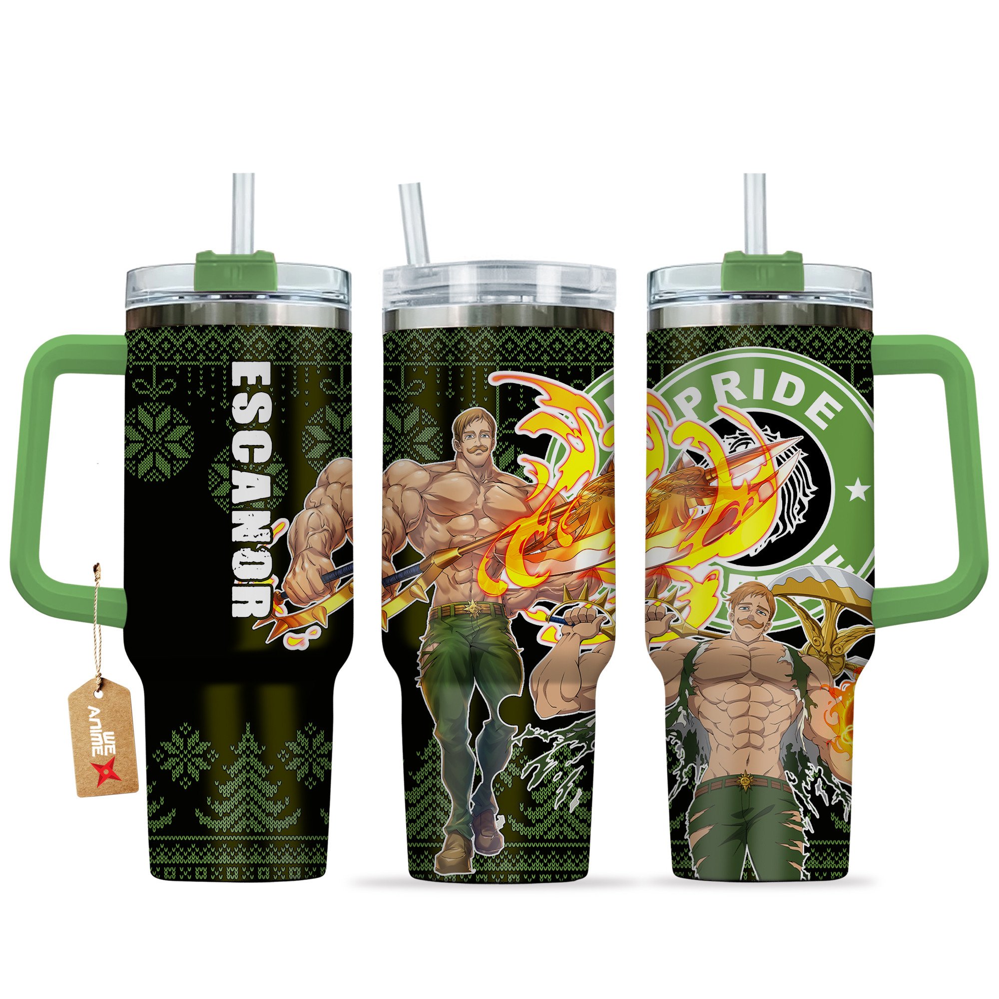 Hydratemerch Escanor The Seven Deadly Sins Anime Custom Stanley Quencher 40oz Stainless Steel Tumbler With Handle