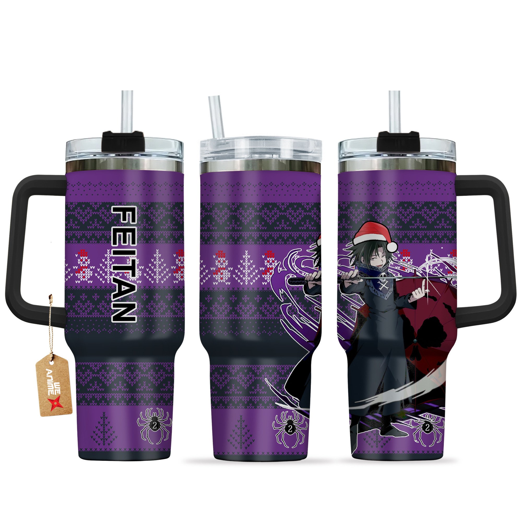 Hydratemerch Feitan Portor Hunter x Hunter Anime Custom Stanley Quencher 40oz Stainless Steel Tumbler With Handle