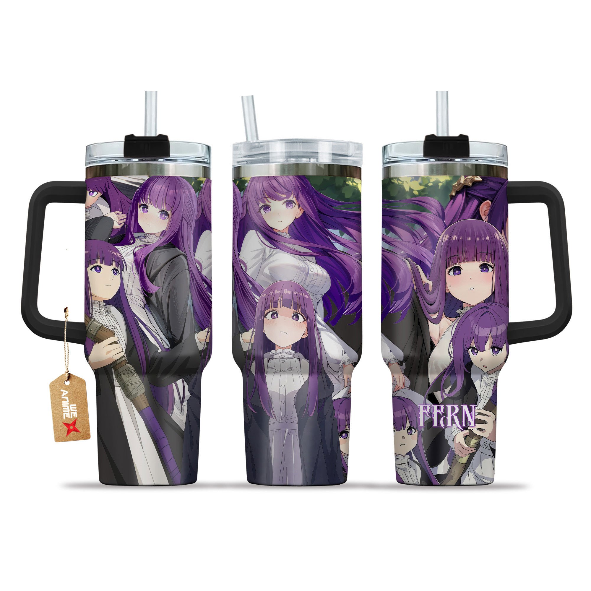 Hydratemerch Fern Sousou No Frieren Anime Custom Stanley Quencher 40oz Stainless Steel Tumbler With Handle