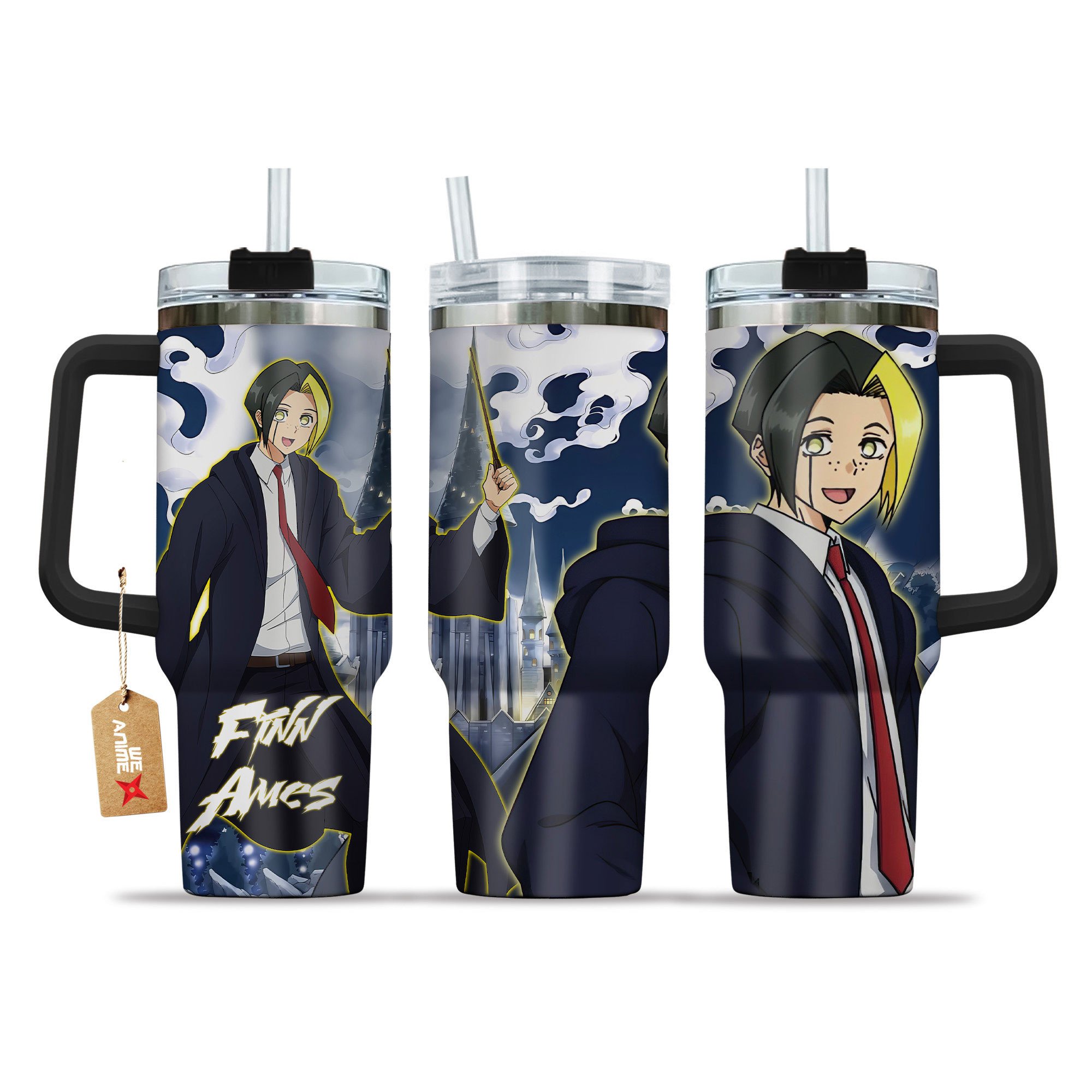 Hydratemerch Finn Ames Mashle Anime Custom Stanley Quencher 40oz Stainless Steel Tumbler With Handle