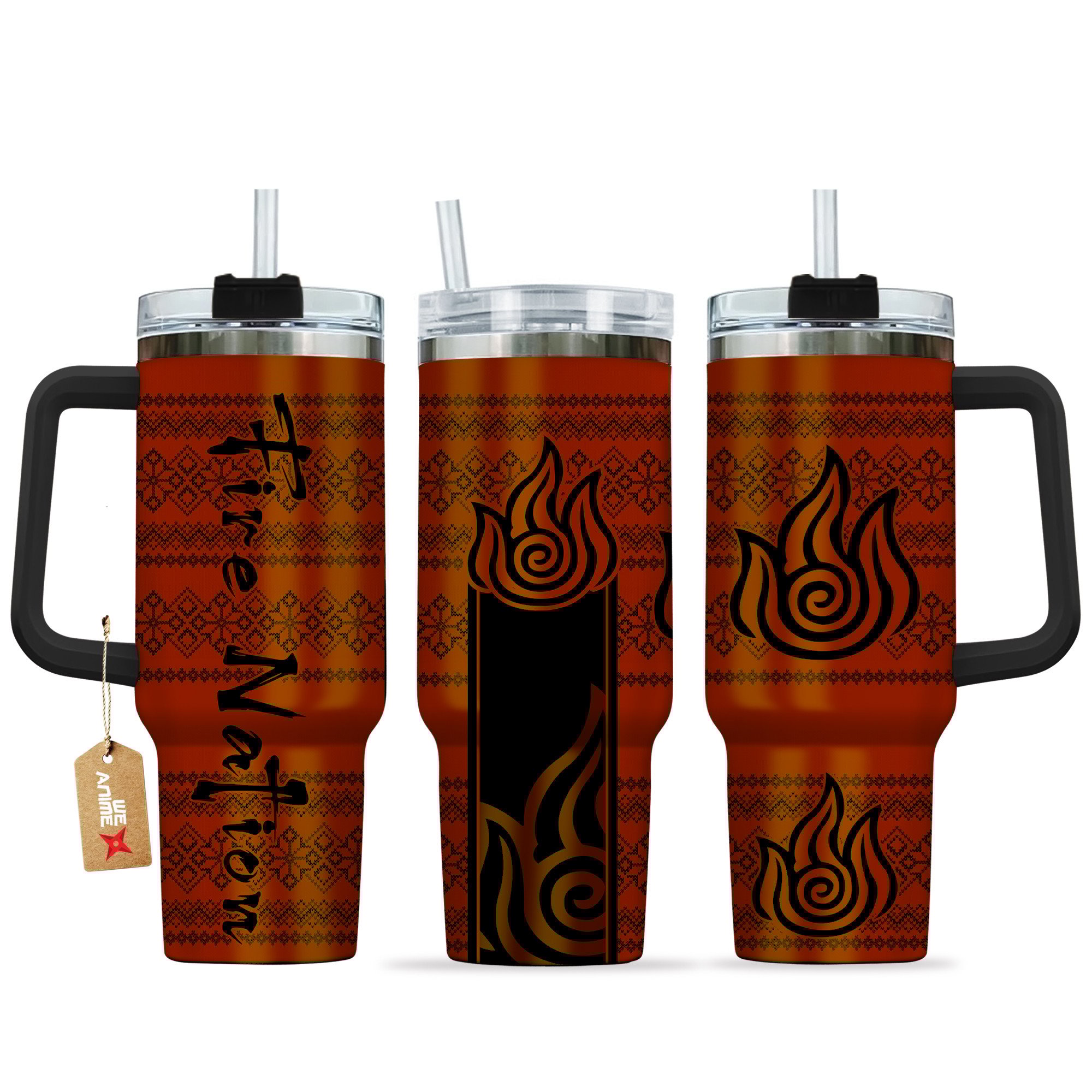 Hydratemerch Fire Nation Avatar Anime Custom Stanley Quencher 40oz Stainless Steel Tumbler With Handle