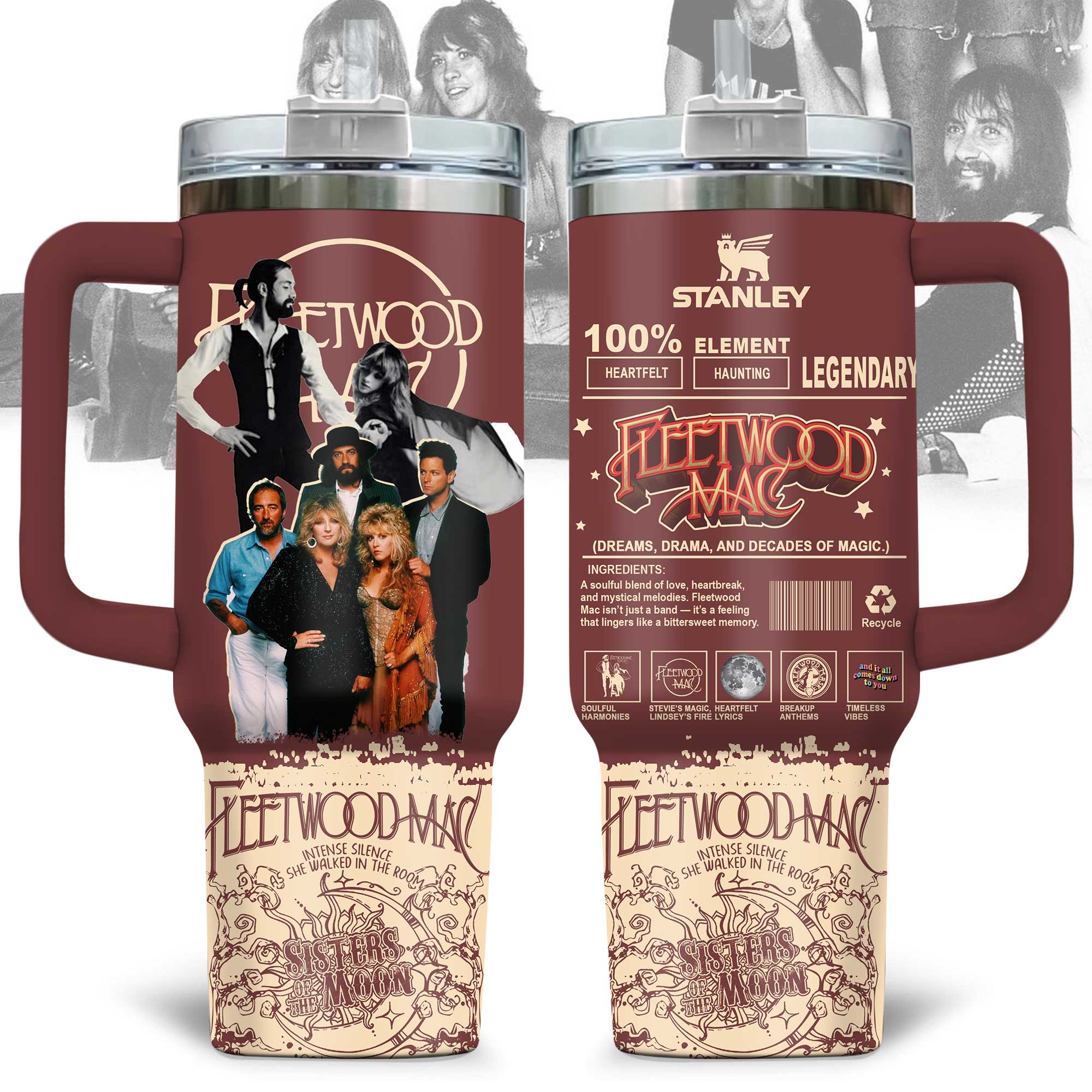 Hydratemerch Fleetwood Mac Music Custom Stanley Quencher 40oz Stainless Steel Tumbler With Handle