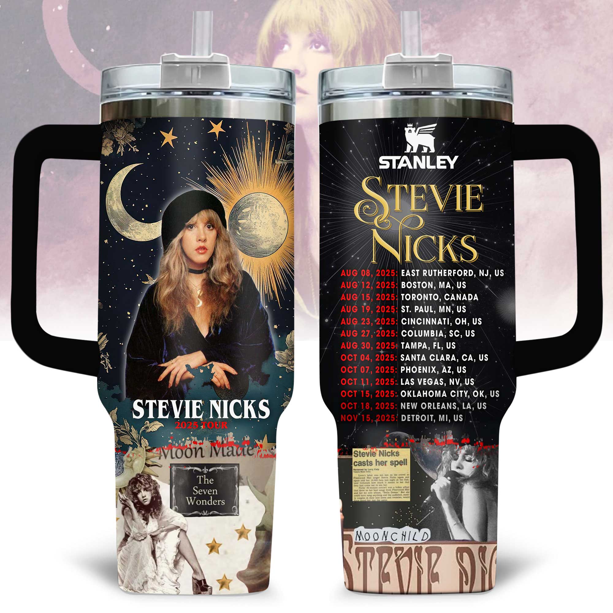 Hydratemerch Fleetwood Mac Music Custom Stanley Quencher 40oz Stainless Steel Tumbler With Handle