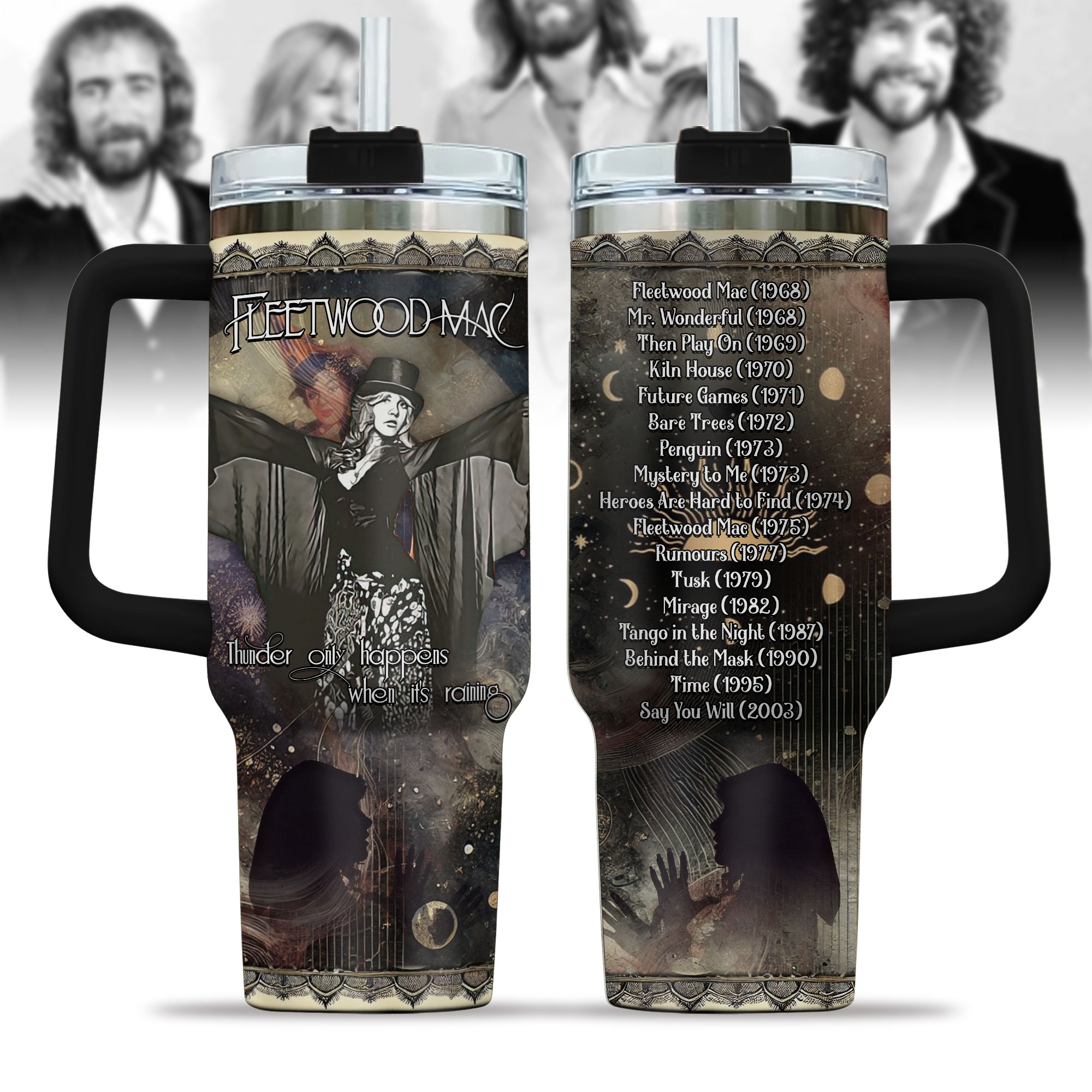 Hydratemerch Fleetwood Mac Music Custom Stanley Quencher 40oz Stainless Steel Tumbler With Handle
