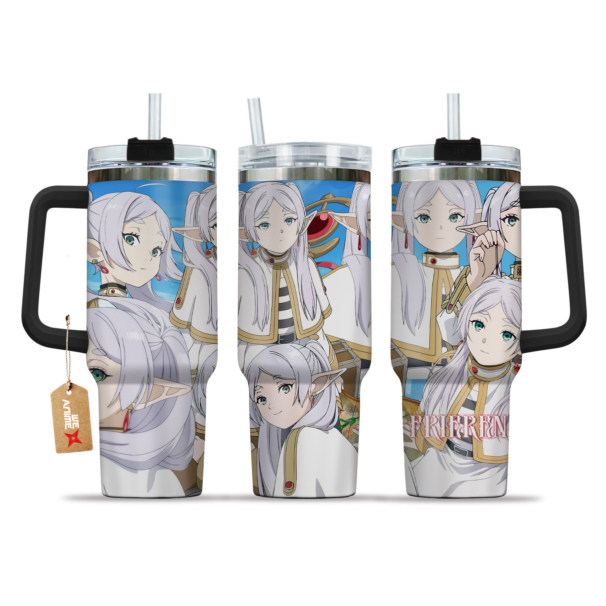 Hydratemerch Frieren Sousou No Frieren Anime Custom Stanley Quencher 40oz Stainless Steel Tumbler With Handle