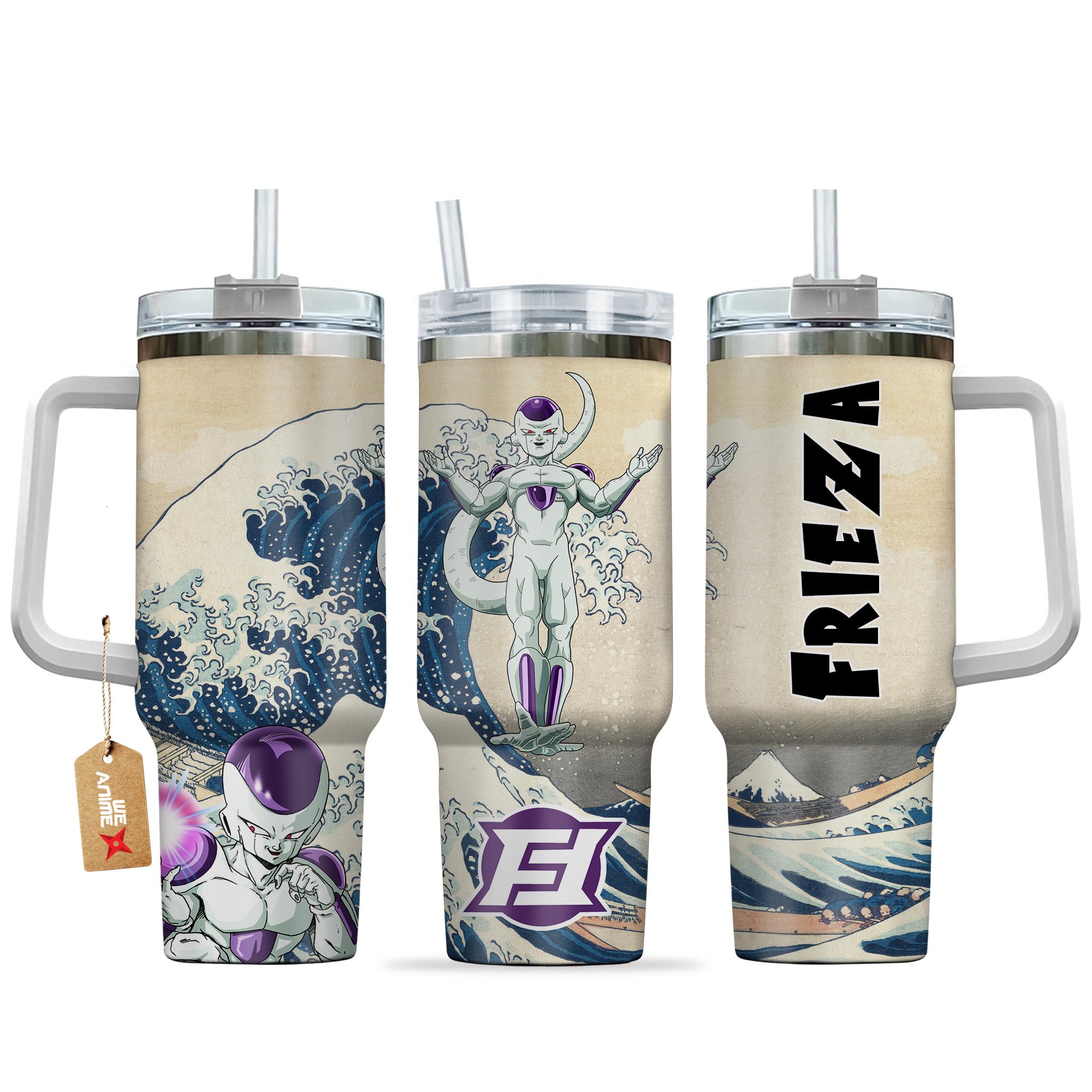 Hydratemerch Frieza Dragon Ball Anime Custom Stanley Quencher 40oz Stainless Steel Tumbler With Handle