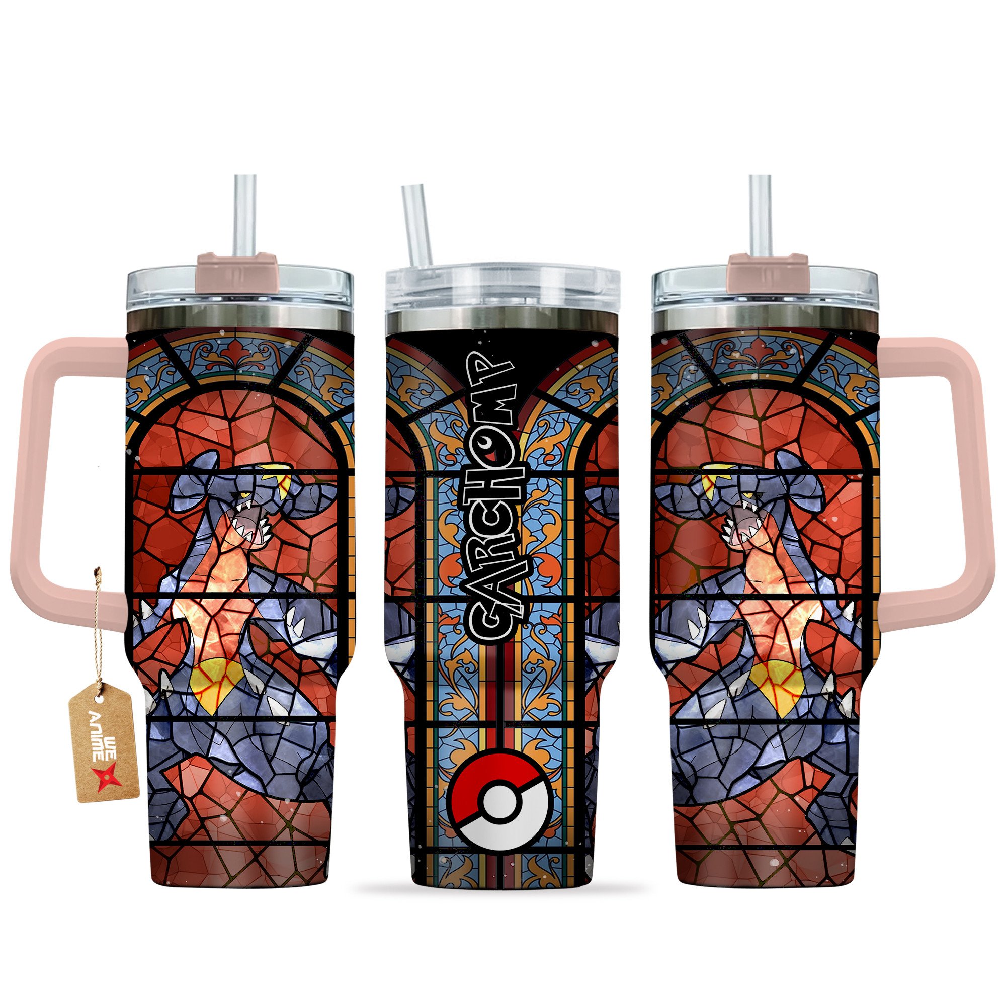 Hydratemerch Garchomp Pokemon Anime Custom Stanley Quencher 40oz Stainless Steel Tumbler With Handle