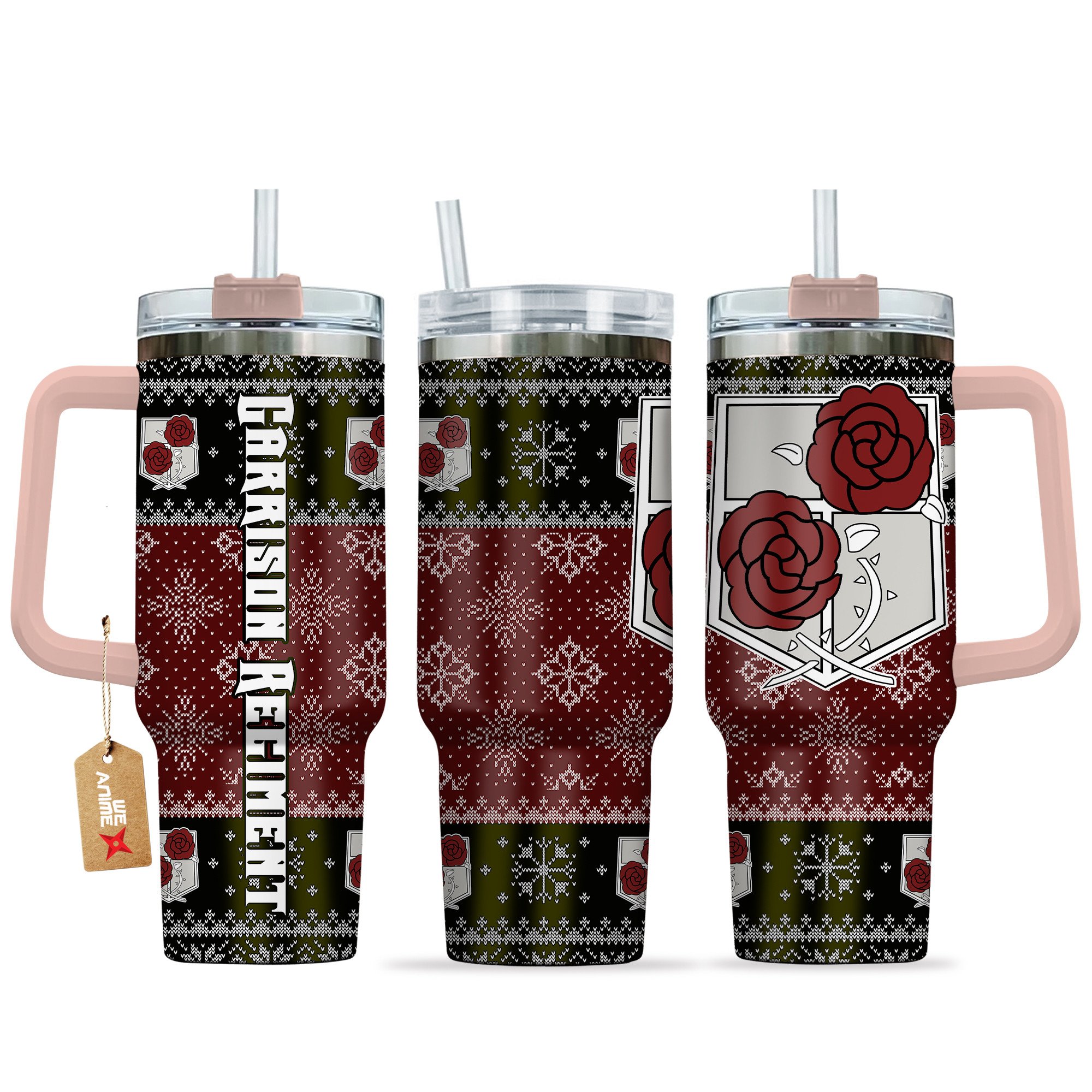 Hydratemerch Garrison Regiment Attack on Titan Anime Custom Stanley Quencher 40oz Stainless Steel Tumbler With Handle