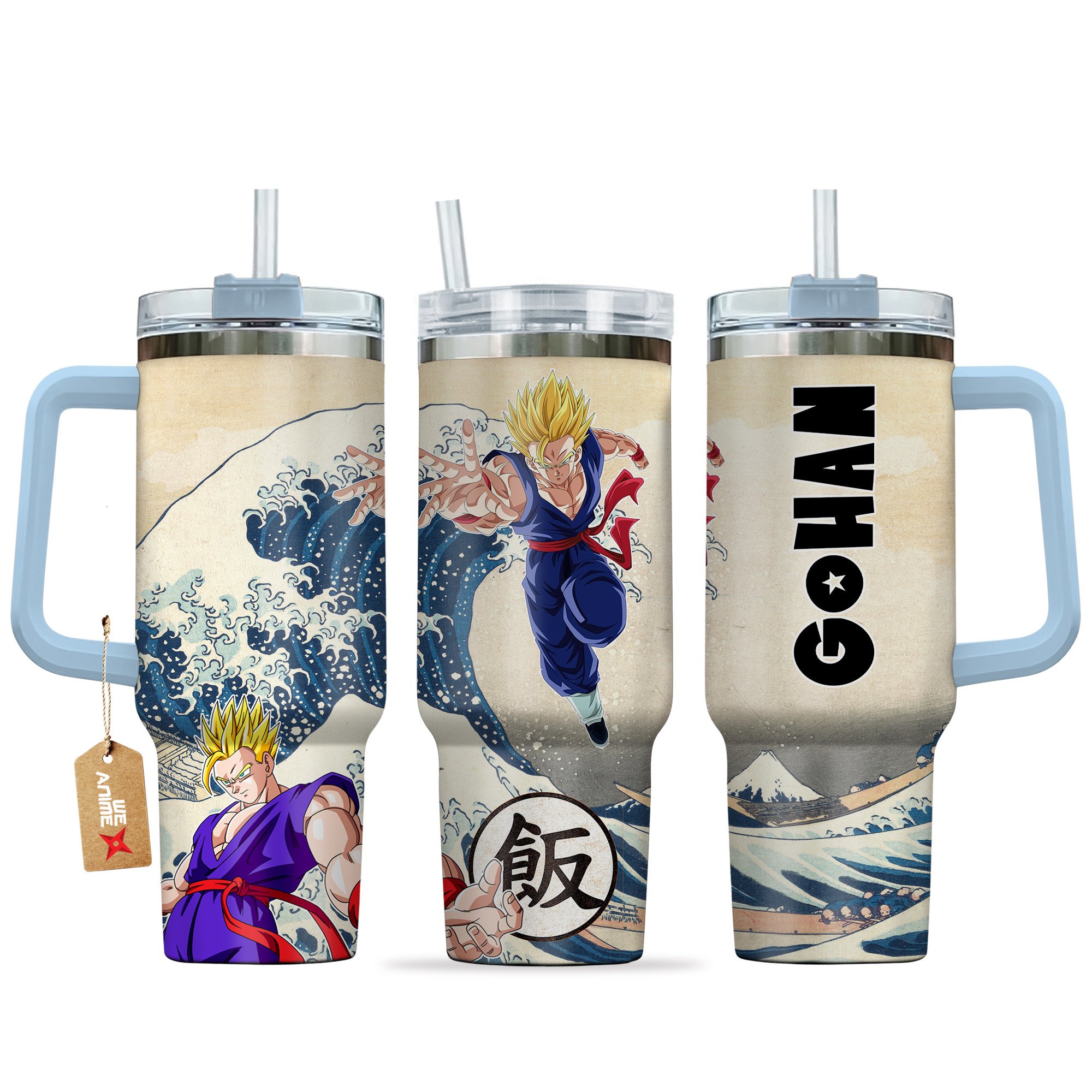 Hydratemerch Gohan Super Saiyan Dragon Ball Anime Custom Stanley Quencher 40oz Stainless Steel Tumbler With Handle