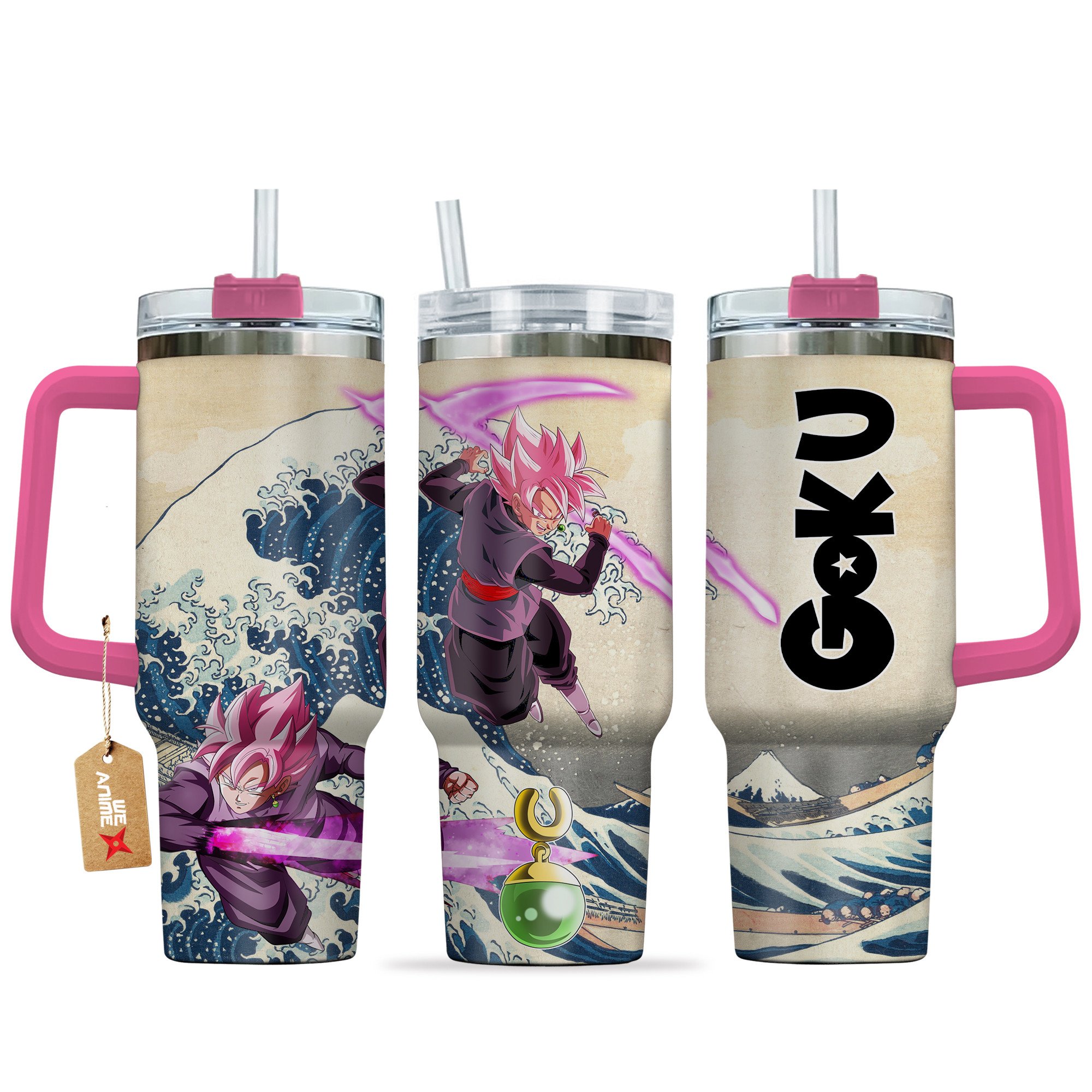 Hydratemerch Goku Black Rose Dragon Ball Anime Custom Stanley Quencher 40oz Stainless Steel Tumbler With Handle