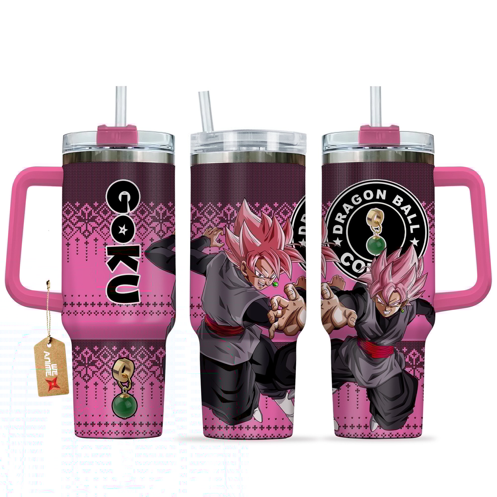 Hydratemerch Goku Black Rose Dragon Ball Z Anime Custom Stanley Quencher 40oz Stainless Steel Tumbler With Handle