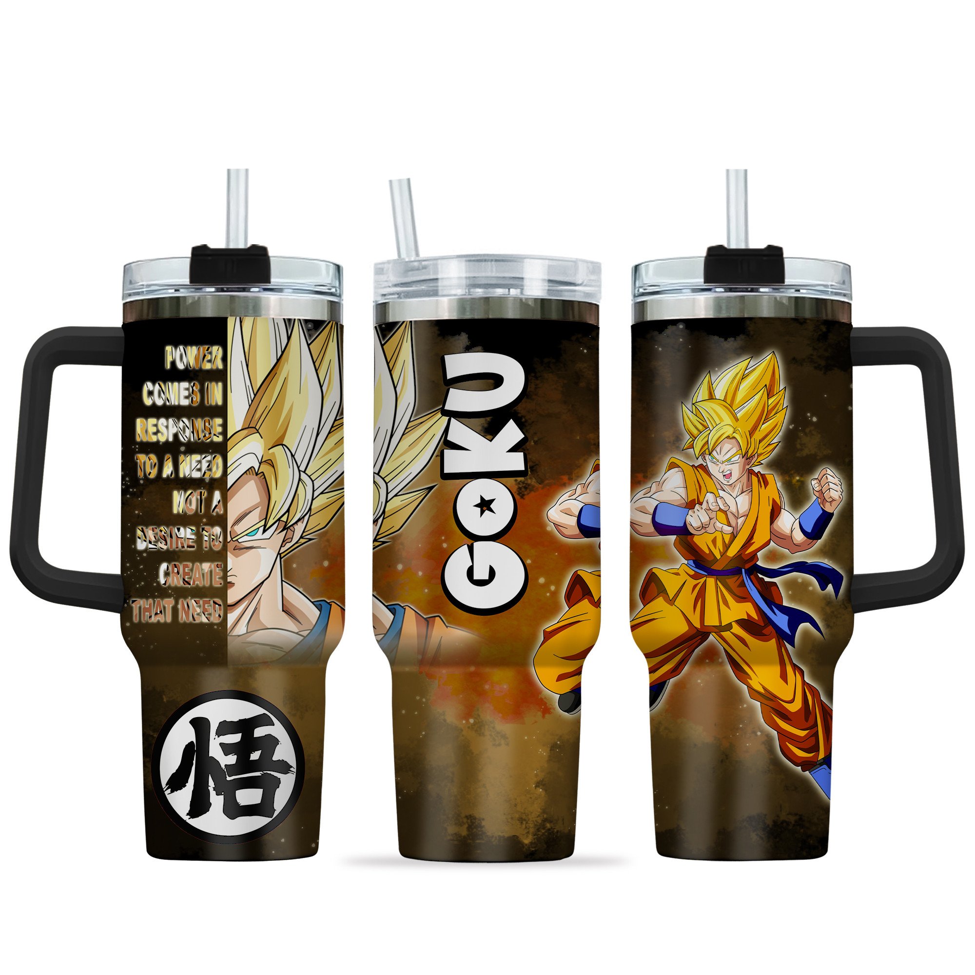 Hydratemerch Goku Dragon Ball Anime Custom Stanley Quencher 40oz Stainless Steel Tumbler With Handle