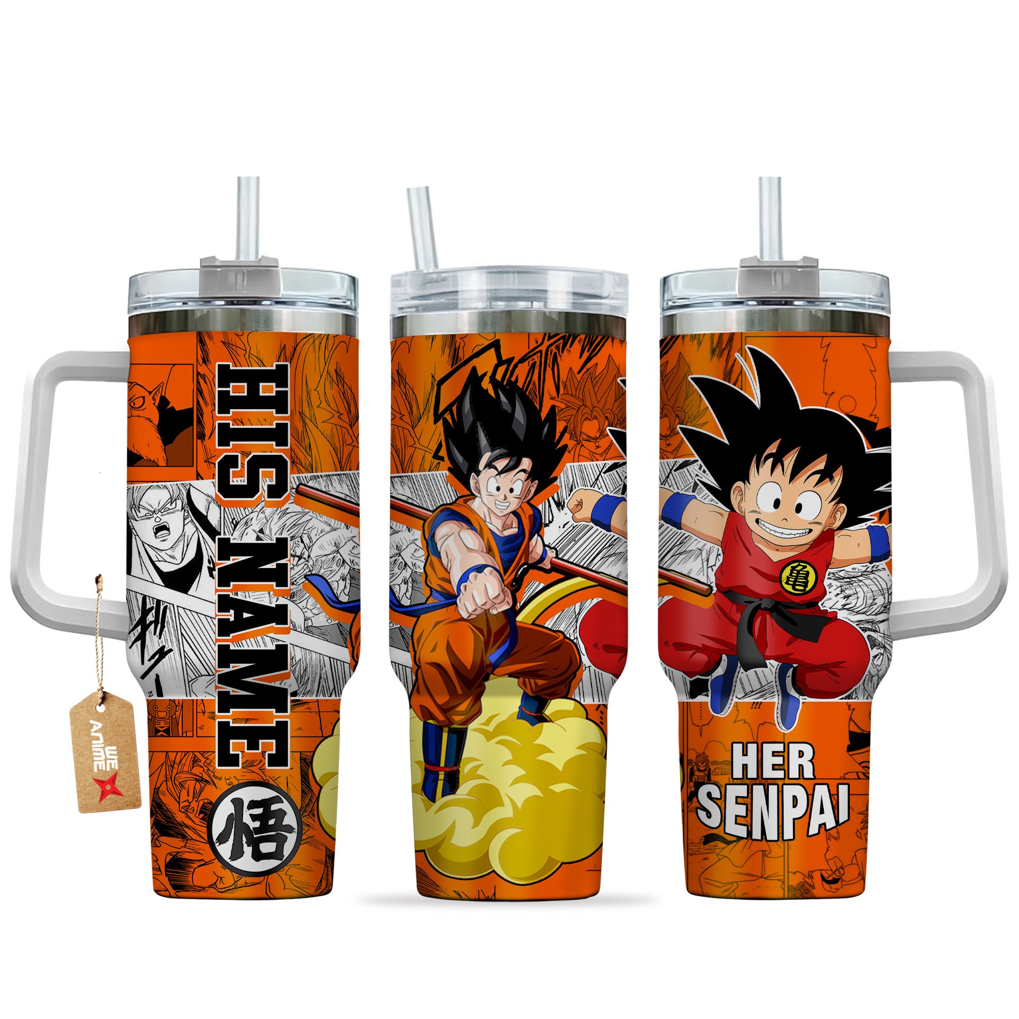 Hydratemerch Goku Dragon Ball Anime Custom Stanley Quencher 40oz Stainless Steel Tumbler With Handle