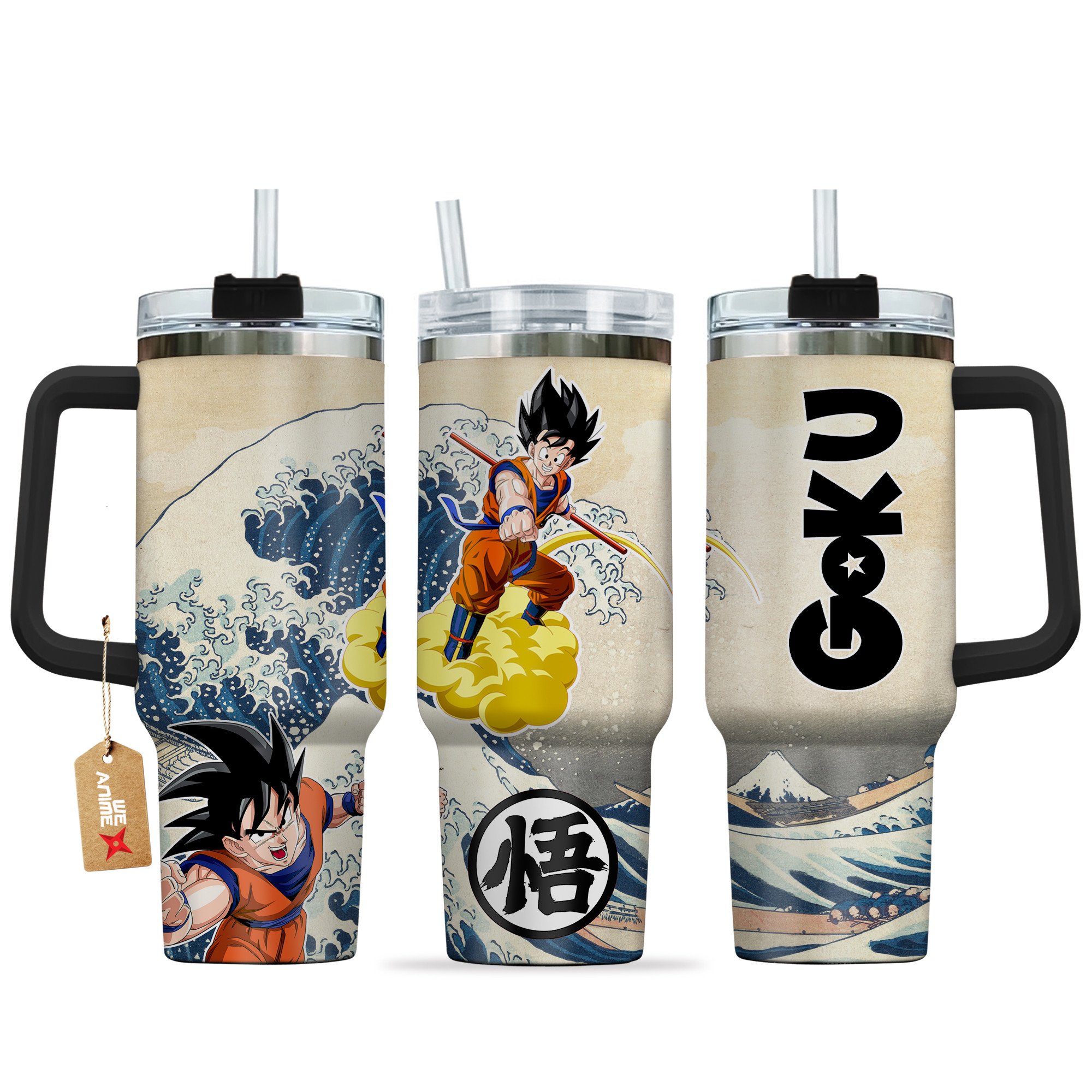Hydratemerch Goku Dragon Ball Anime Custom Stanley Quencher 40oz Stainless Steel Tumbler With Handle