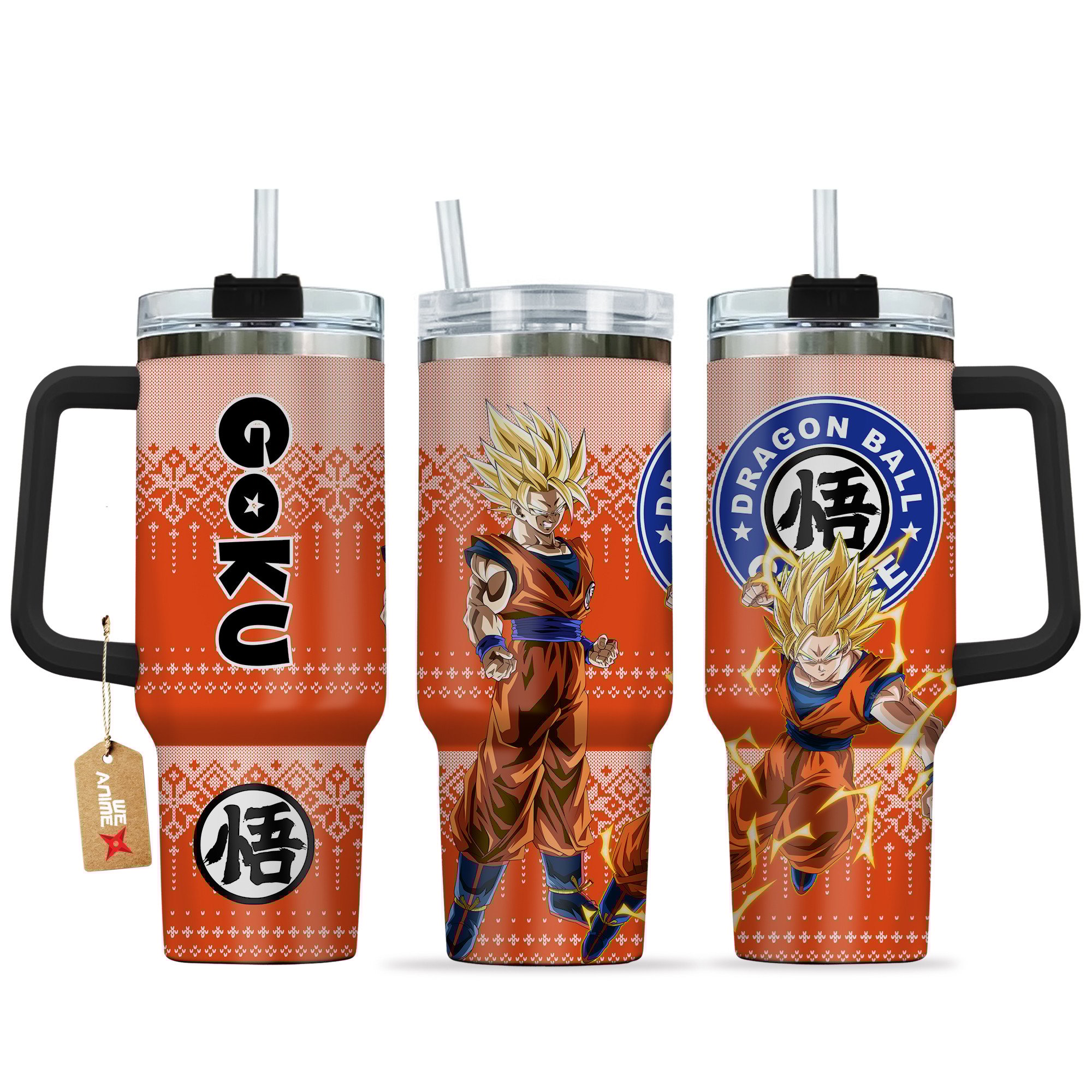 Hydratemerch Goku Super Saiyan Dragon Ball Anime Custom Stanley Quencher 40oz Stainless Steel Tumbler With Handle