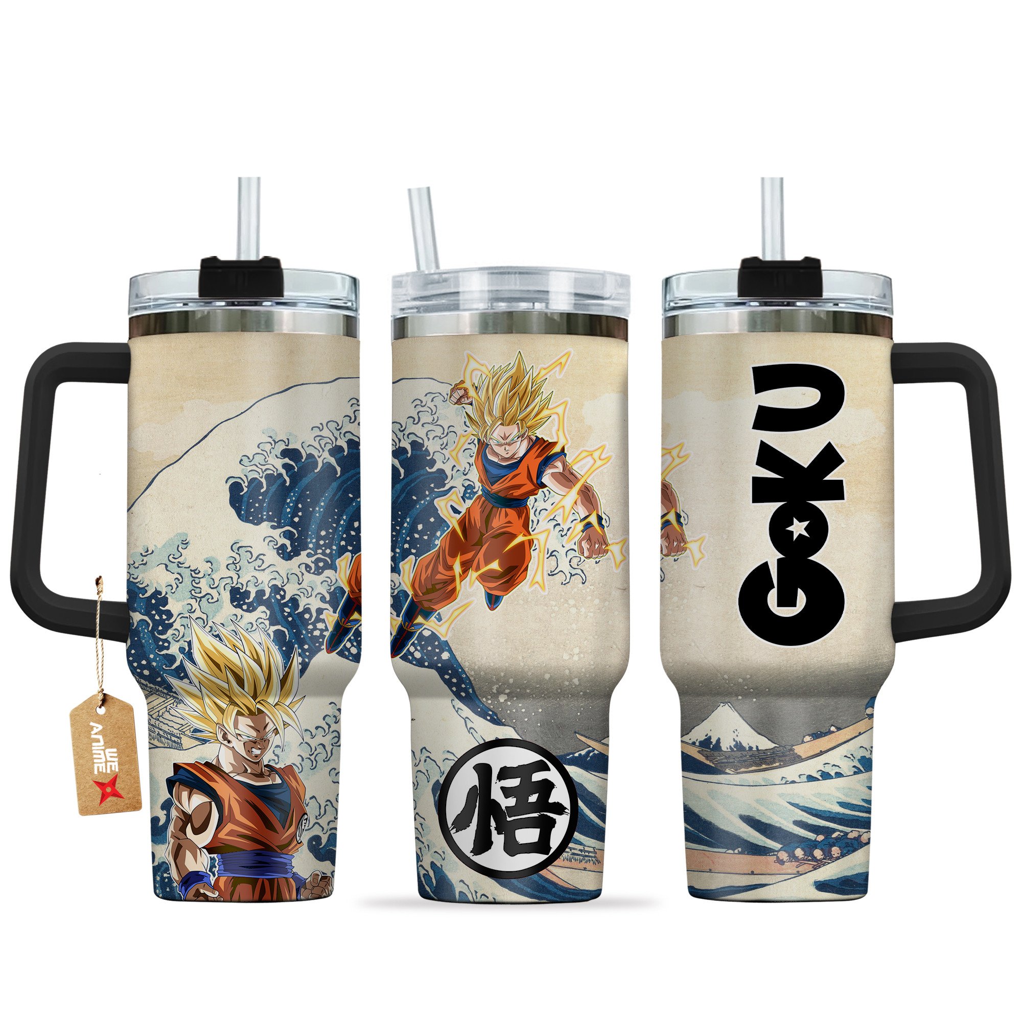 Hydratemerch Goku Super Saiyan Dragon Ball Anime Custom Stanley Quencher 40oz Stainless Steel Tumbler With Handle