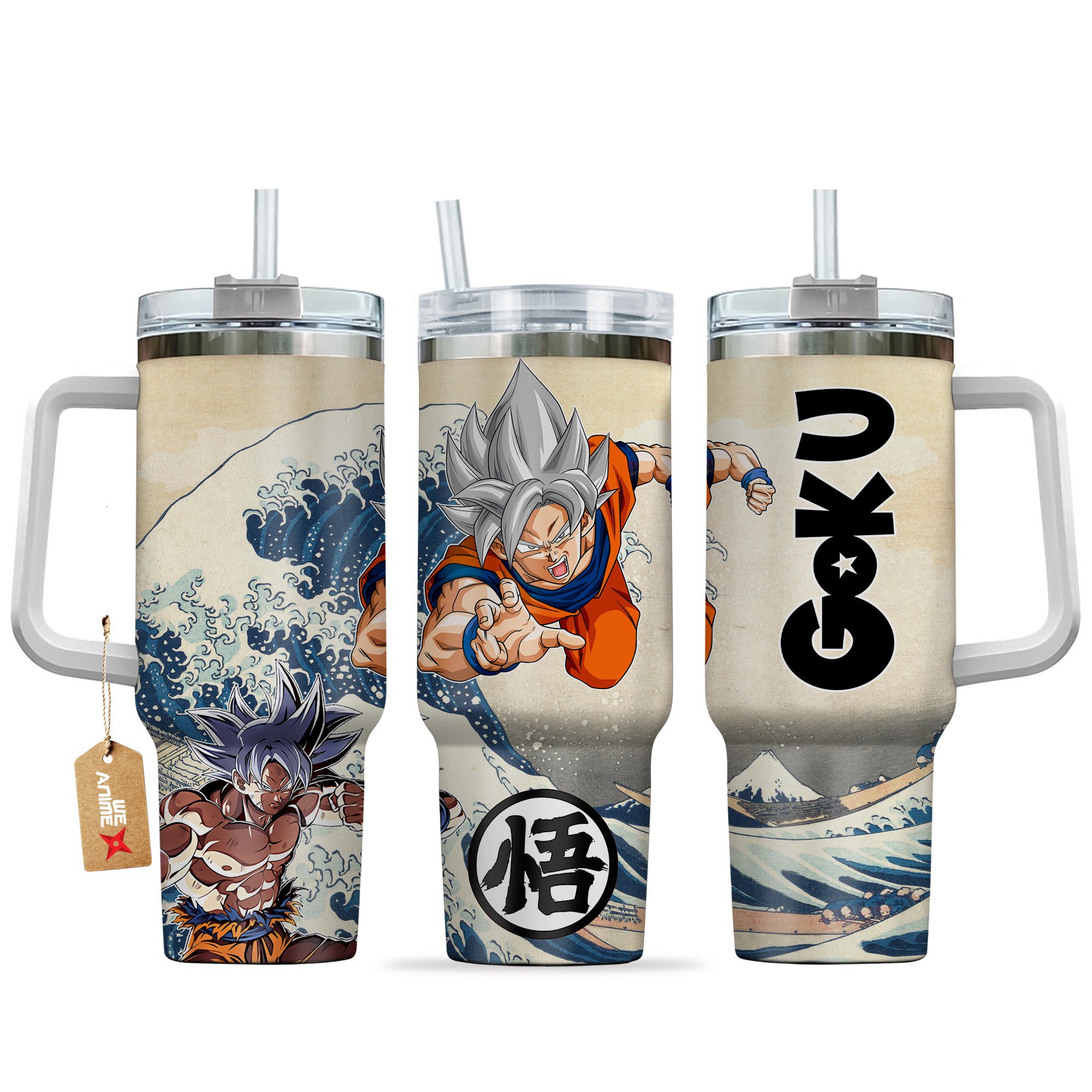 Hydratemerch Goku Ultra Instinct Dragon Ball Anime Custom Stanley Quencher 40oz Stainless Steel Tumbler With Handle