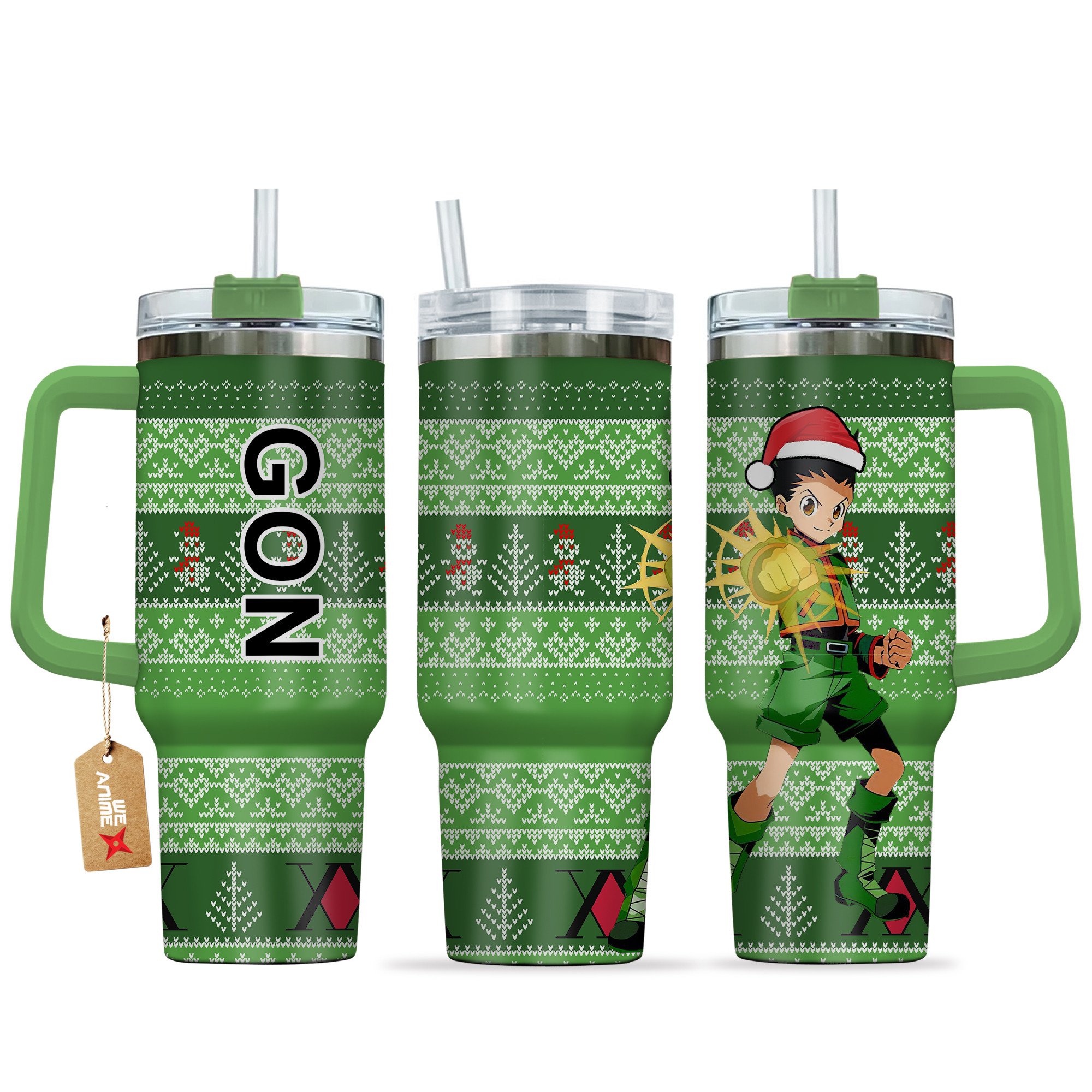 Hydratemerch Gon Freecss Hunter x Hunter Anime Custom Stanley Quencher 40oz Stainless Steel Tumbler With Handle