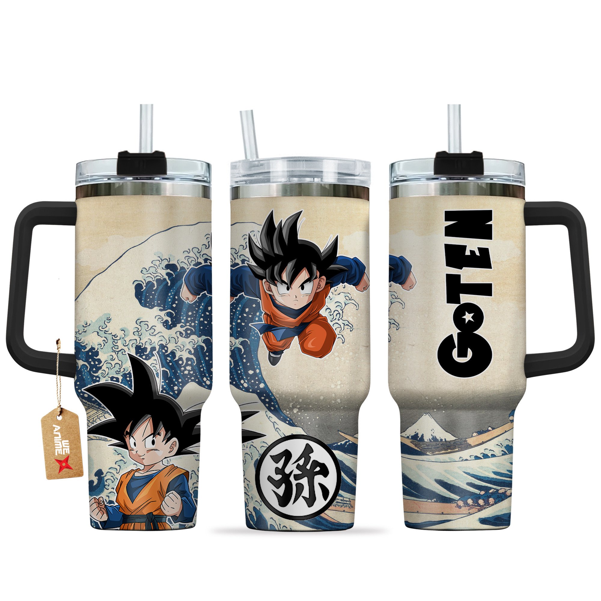 Hydratemerch Goten Dragon Ball Anime Custom Stanley Quencher 40oz Stainless Steel Tumbler With Handle
