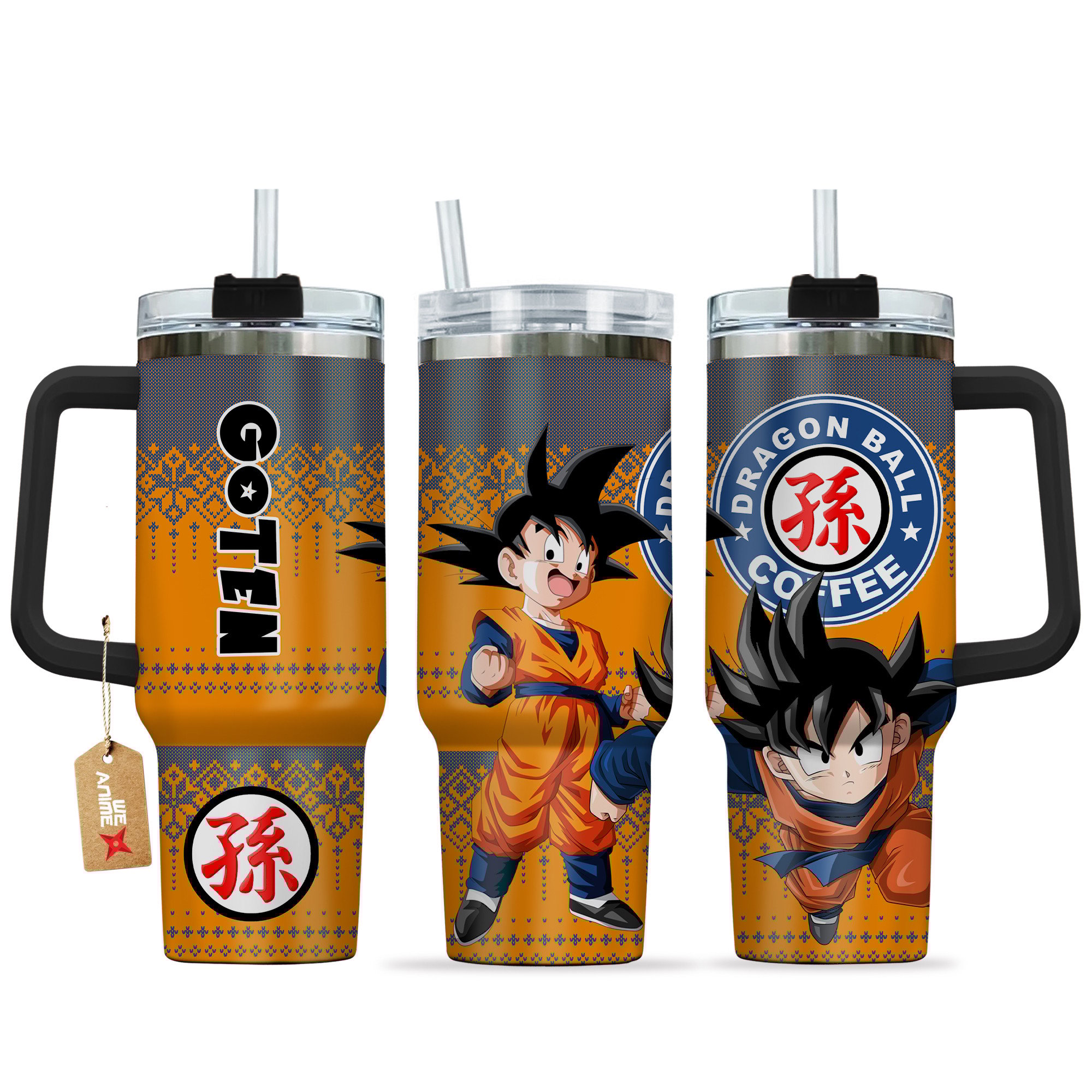 Hydratemerch Goten Dragon Ball Z Anime Custom Stanley Quencher 40oz Stainless Steel Tumbler With Handle