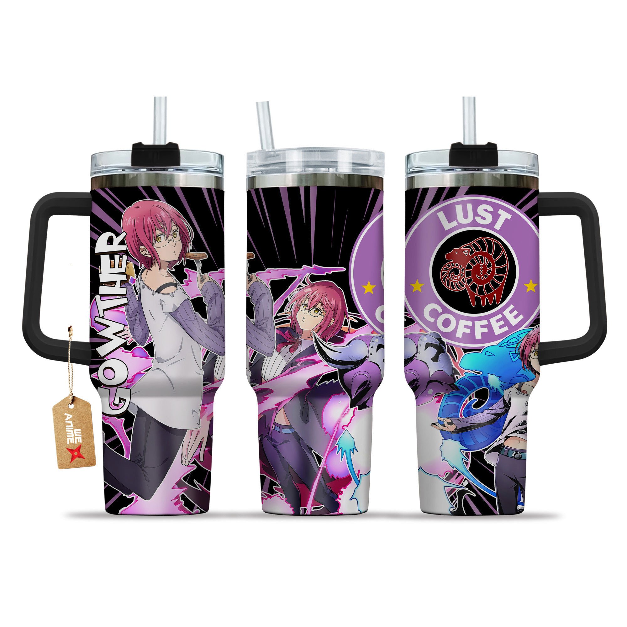 Hydratemerch Gowther Nanatsu no Taizai Anime Custom Stanley Quencher 40oz Stainless Steel Tumbler With Handle