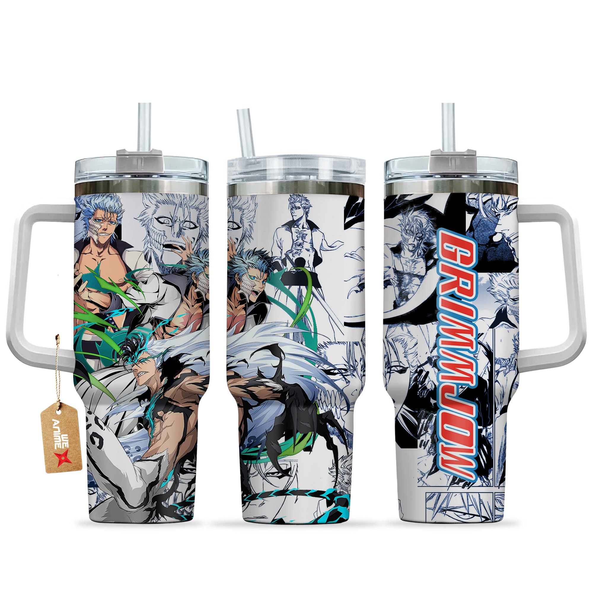 Hydratemerch Grimmjow Jaegerjaquez Bleach Anime Custom Stanley Quencher 40oz Stainless Steel Tumbler With Handle