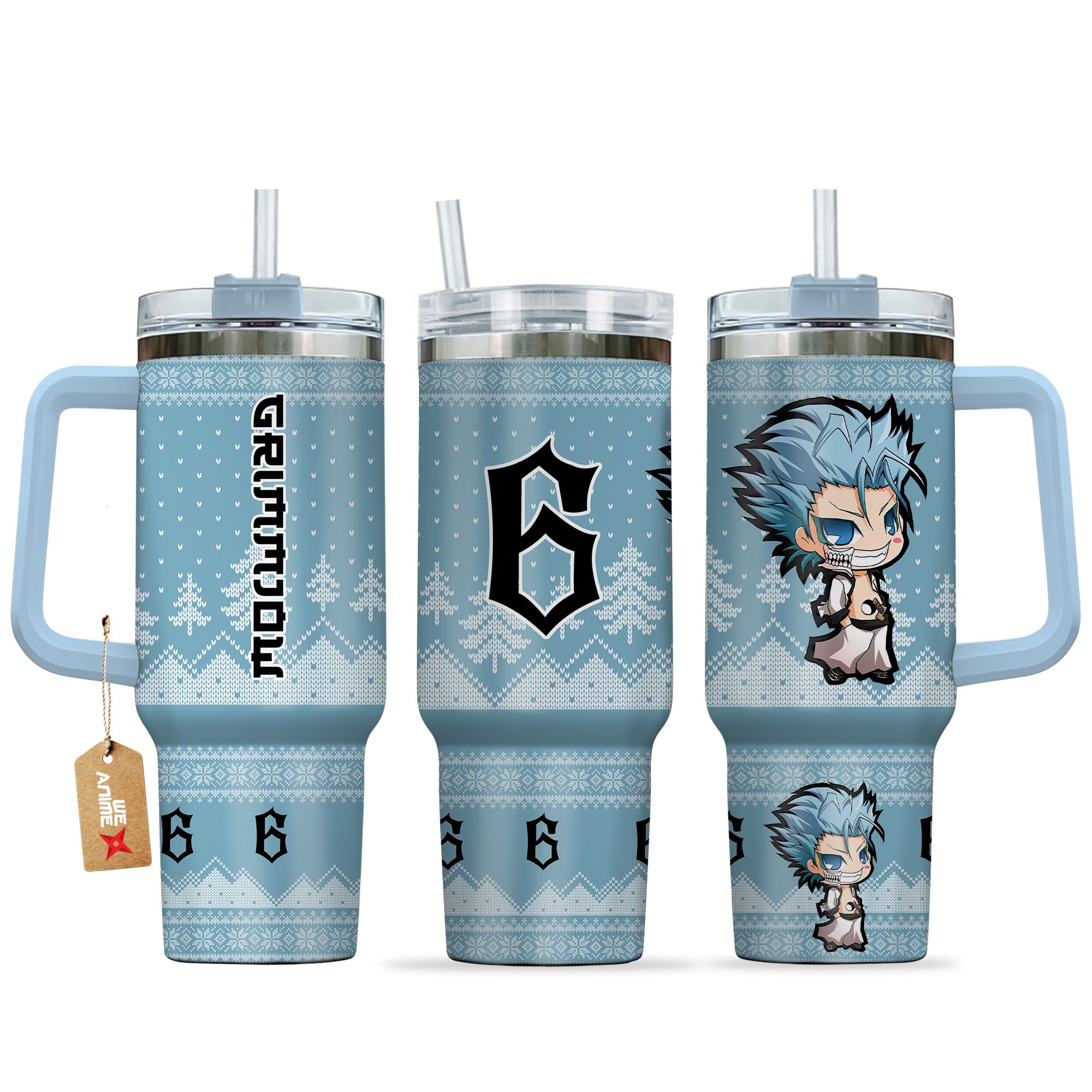Hydratemerch Grimmjow Jaegerjaquez Bleach Anime Custom Stanley Quencher 40oz Stainless Steel Tumbler With Handle
