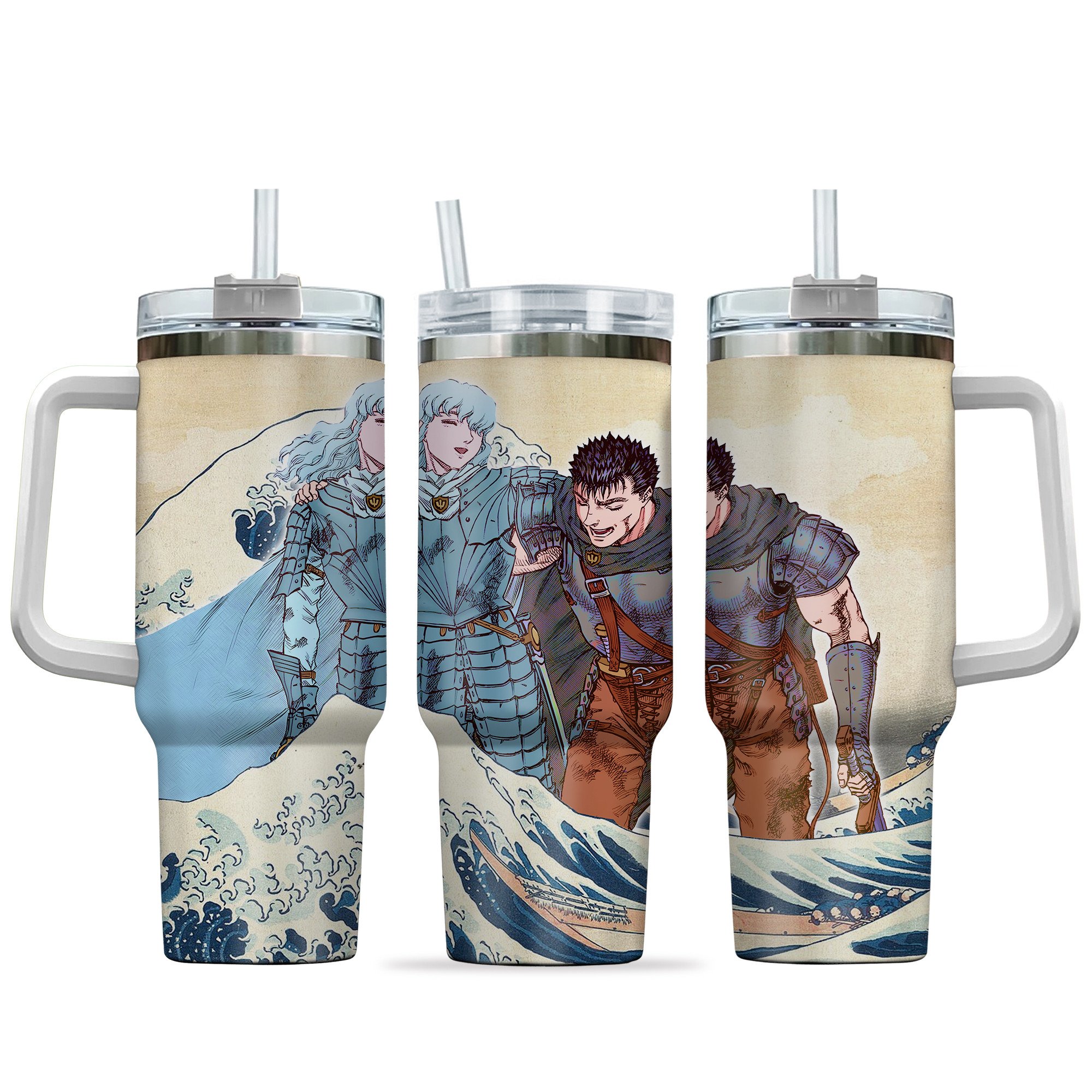 Hydratemerch Guts x Griffith Anime Custom Stanley Quencher 40oz Stainless Steel Tumbler With Handle