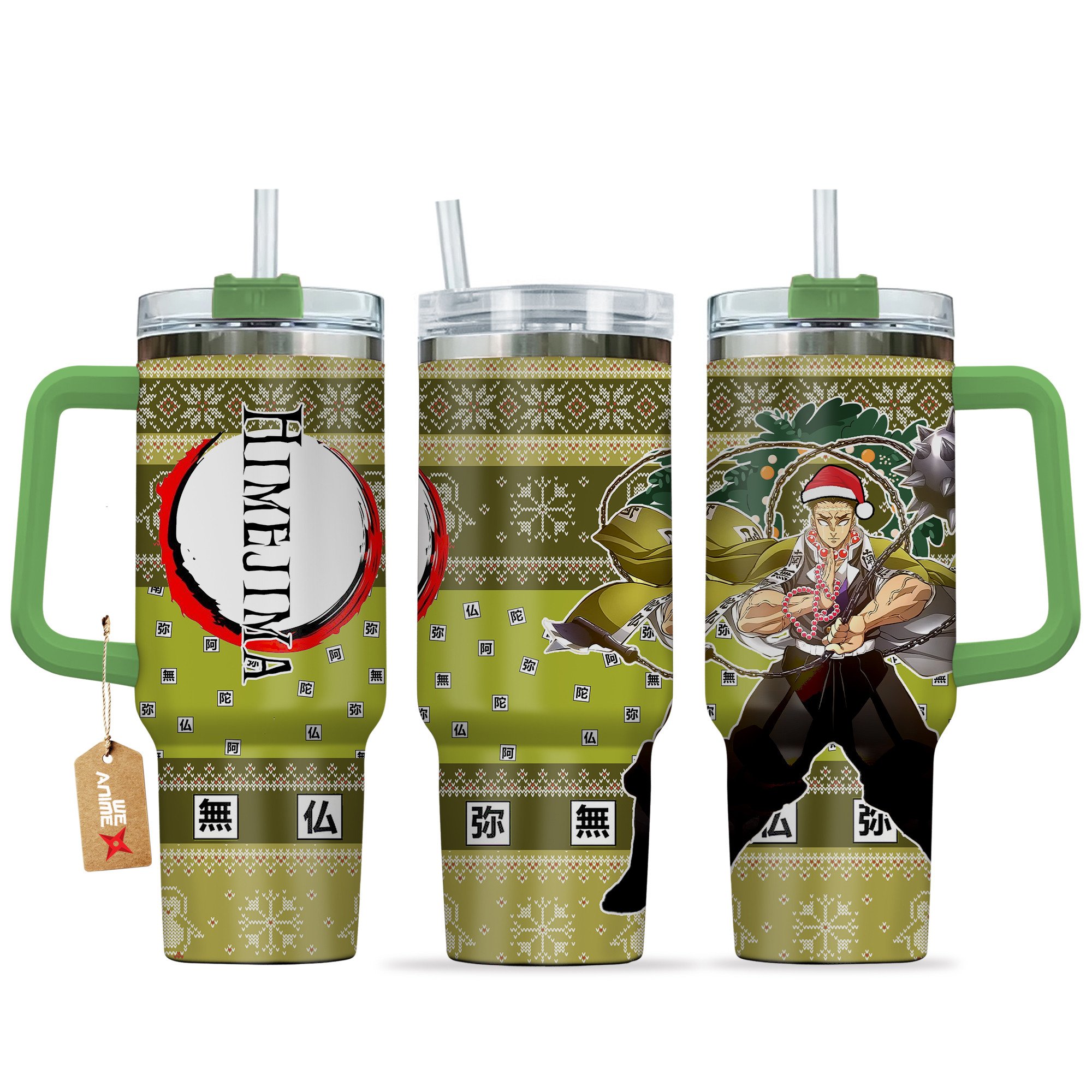 Hydratemerch Gyomei Himejima Demon Slayer Anime Custom Stanley Quencher 40oz Stainless Steel Tumbler With Handle