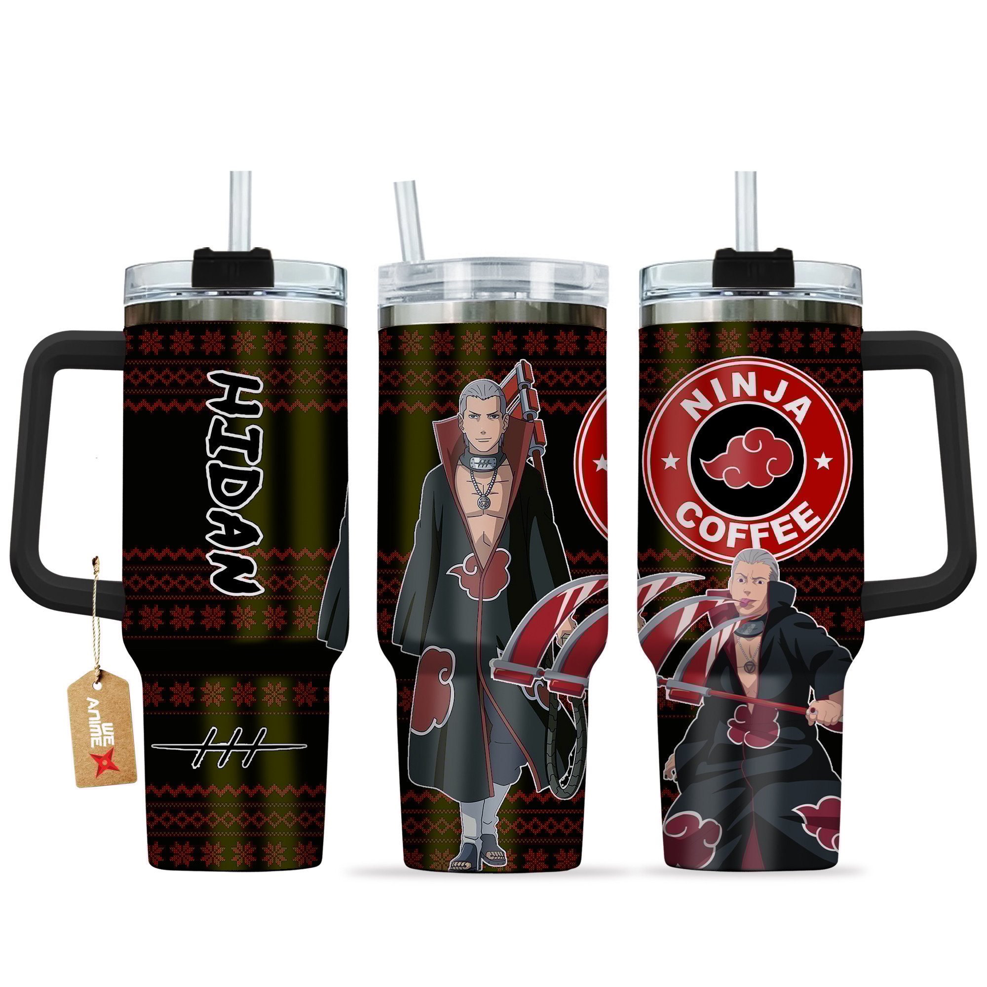Hydratemerch Hidan Naruto Anime Custom Stanley Quencher 40oz Stainless Steel Tumbler With Handle