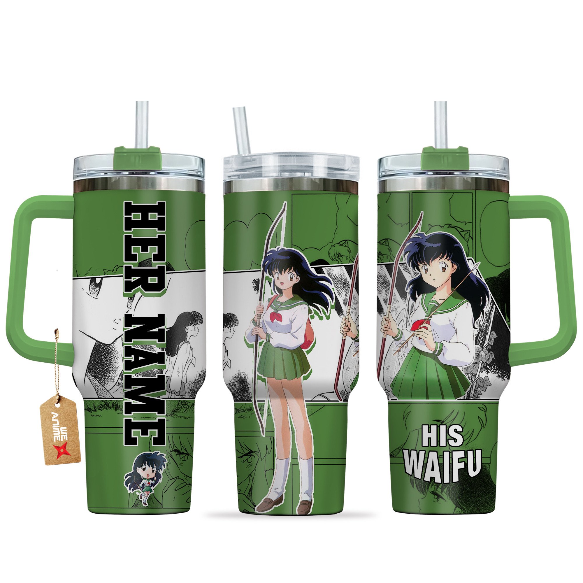 Hydratemerch Higurashi Kagome Anime Custom Stanley Quencher 40oz Stainless Steel Tumbler With Handle