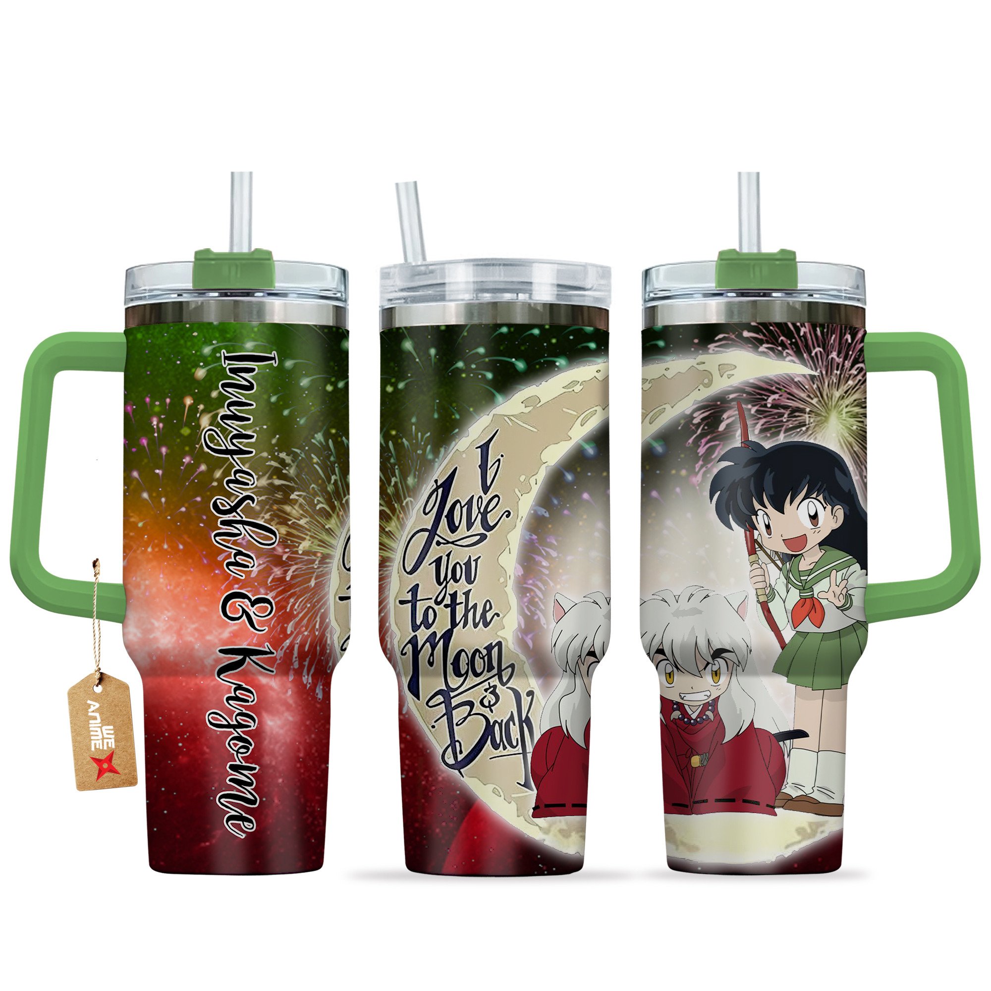 Hydratemerch Higurashi Kagome Inuyasha Anime Valentine Custom Stanley Quencher 40oz Stainless Steel Tumbler With Handle