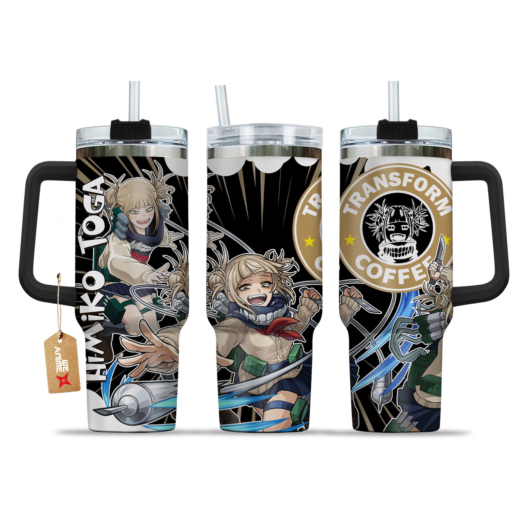 Hydratemerch Himiko Toga My Hero Academia Anime Custom Stanley Quencher 40oz Stainless Steel Tumbler With Handle
