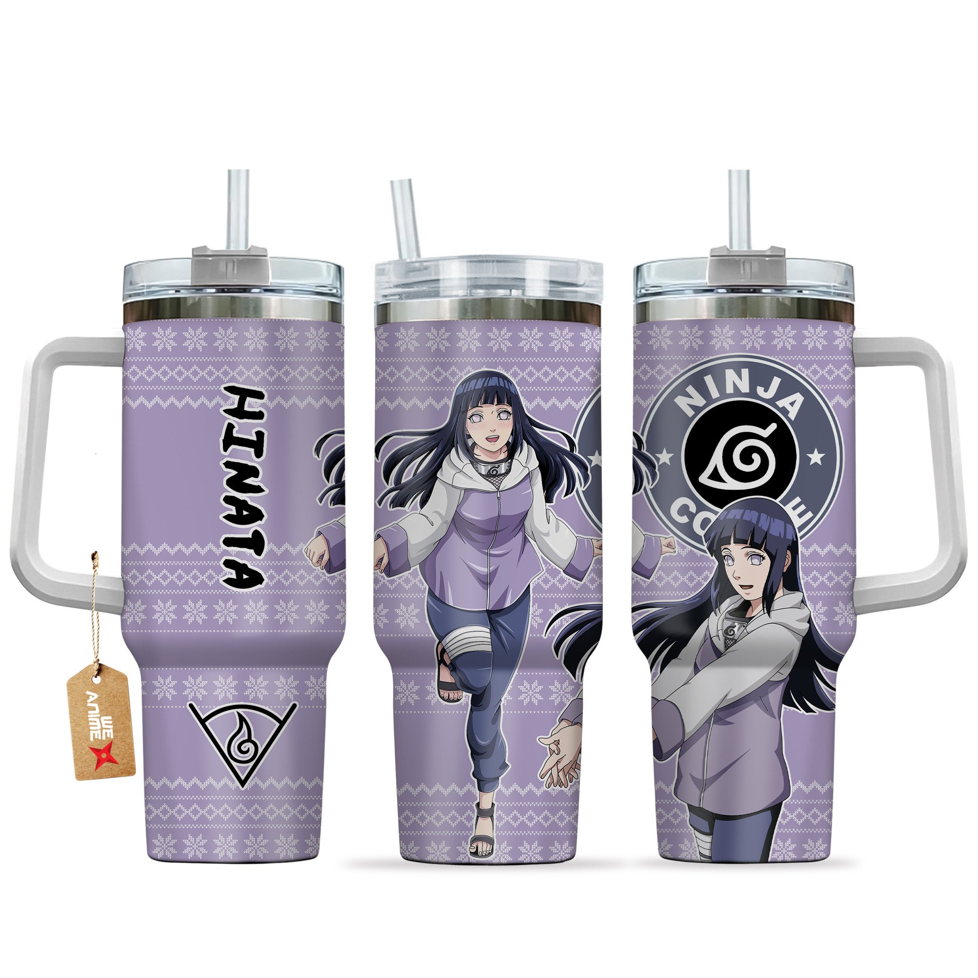 Hydratemerch Hinata Hyuga Naruto Anime Custom Stanley Quencher 40oz Stainless Steel Tumbler With Handle