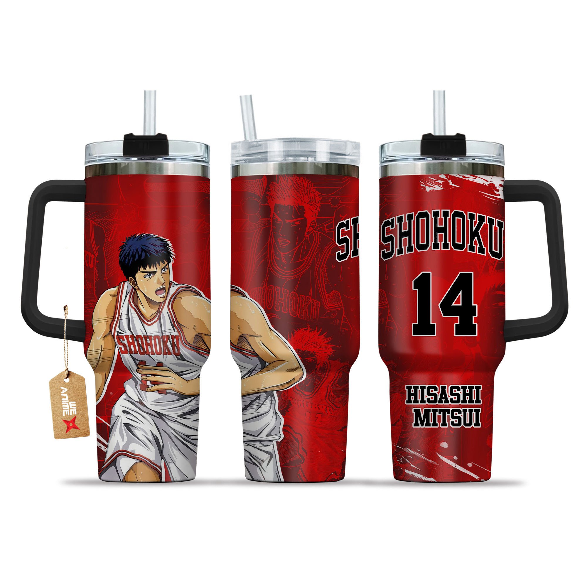 Hydratemerch Hisashi Mitsui Slam Dunk Anime Custom Stanley Quencher 40oz Stainless Steel Tumbler With Handle