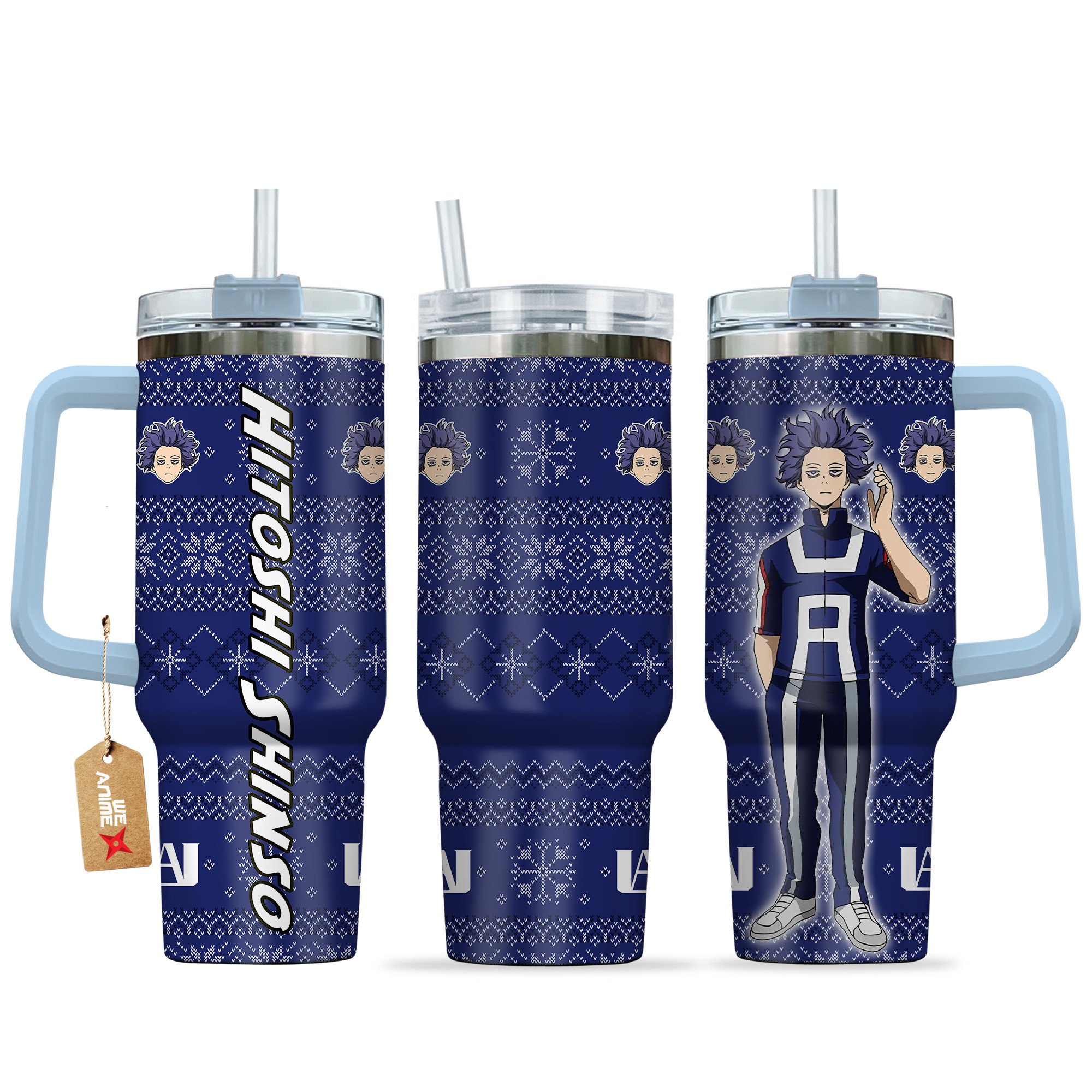 Hydratemerch Hitoshi Shinso My Hero Academia Anime Custom Stanley Quencher 40oz Stainless Steel Tumbler With Handle
