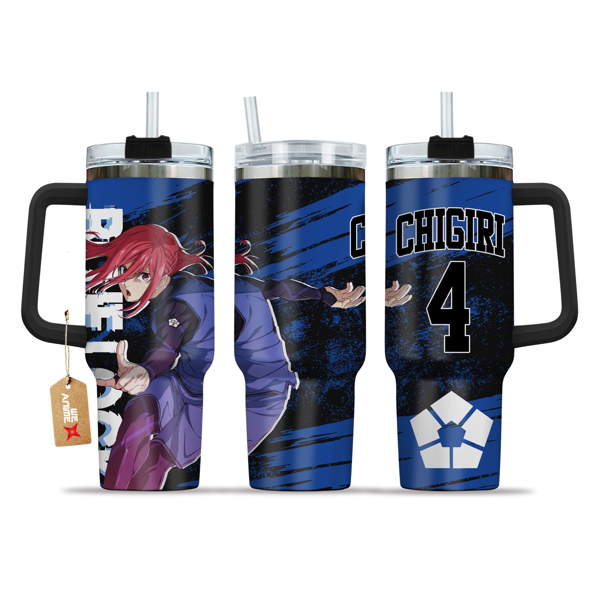 Hydratemerch Hyoma Chigiri 4 Blue Lock Anime Custom Stanley Quencher 40oz Stainless Steel Tumbler With Handle