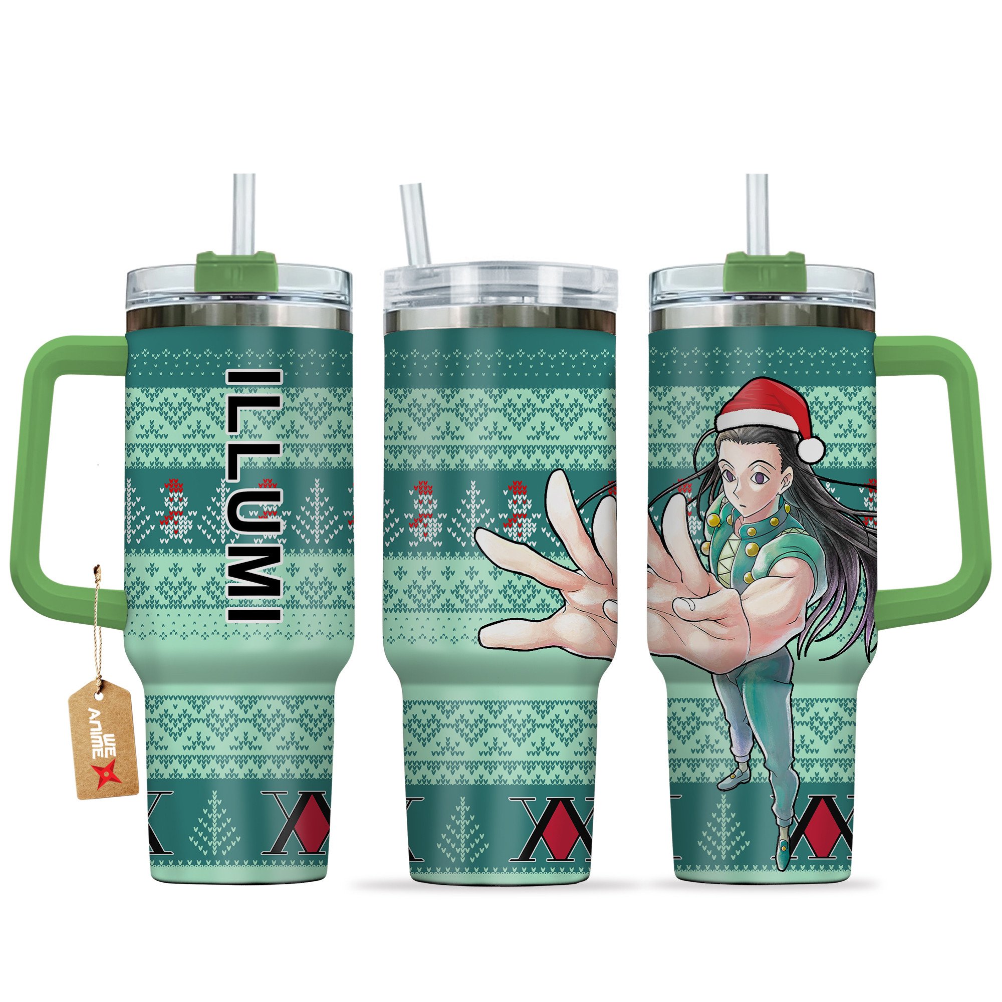 Hydratemerch Illumi Zoldyck Hunter x Hunter Anime Custom Stanley Quencher 40oz Stainless Steel Tumbler With Handle