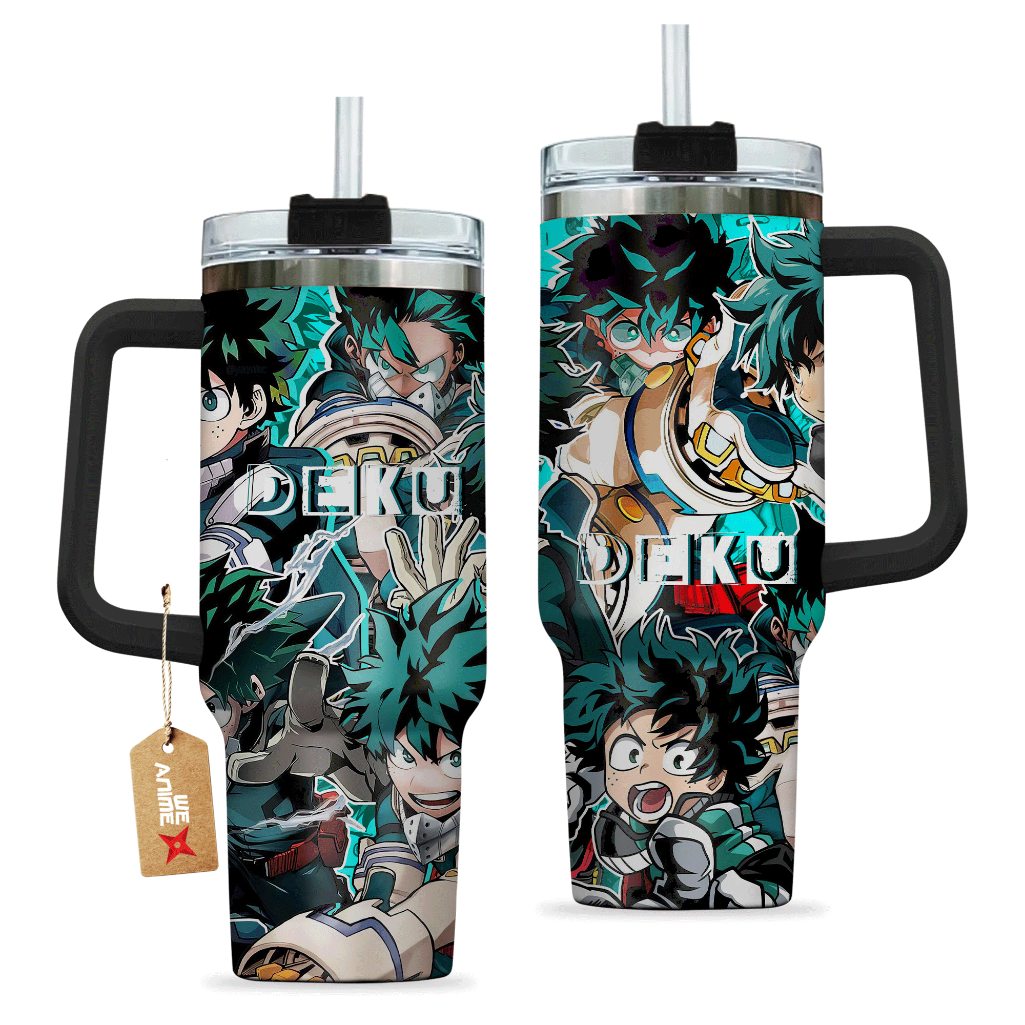 Hydratemerch Izuku Midoriya Deku My Hero Academia Anime Custom Stanley Quencher 40oz Stainless Steel Tumbler With Handle