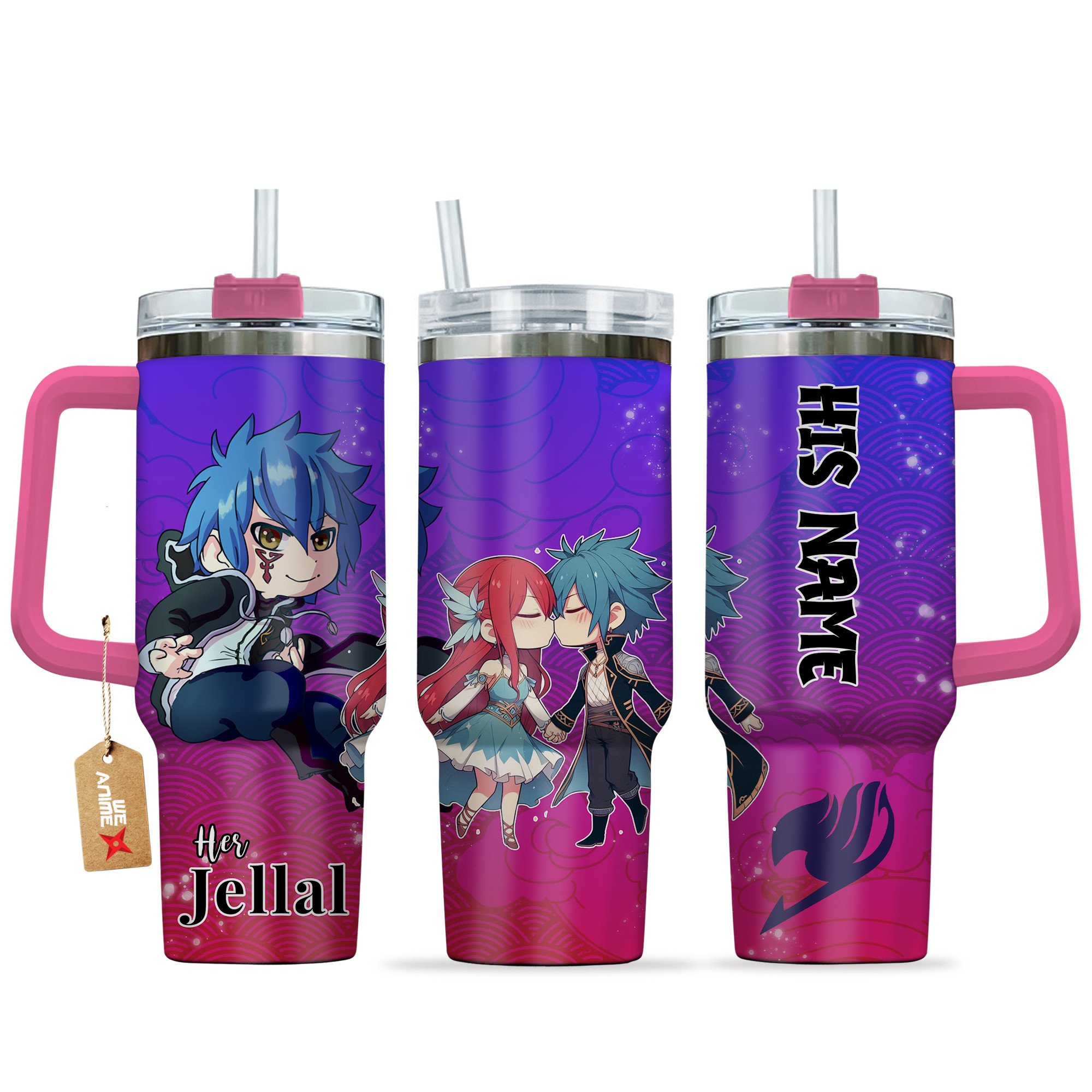 Hydratemerch Jellal Fernandes Fairy Tail Anime Valentine Custom Stanley Quencher 40oz Stainless Steel Tumbler With Handle